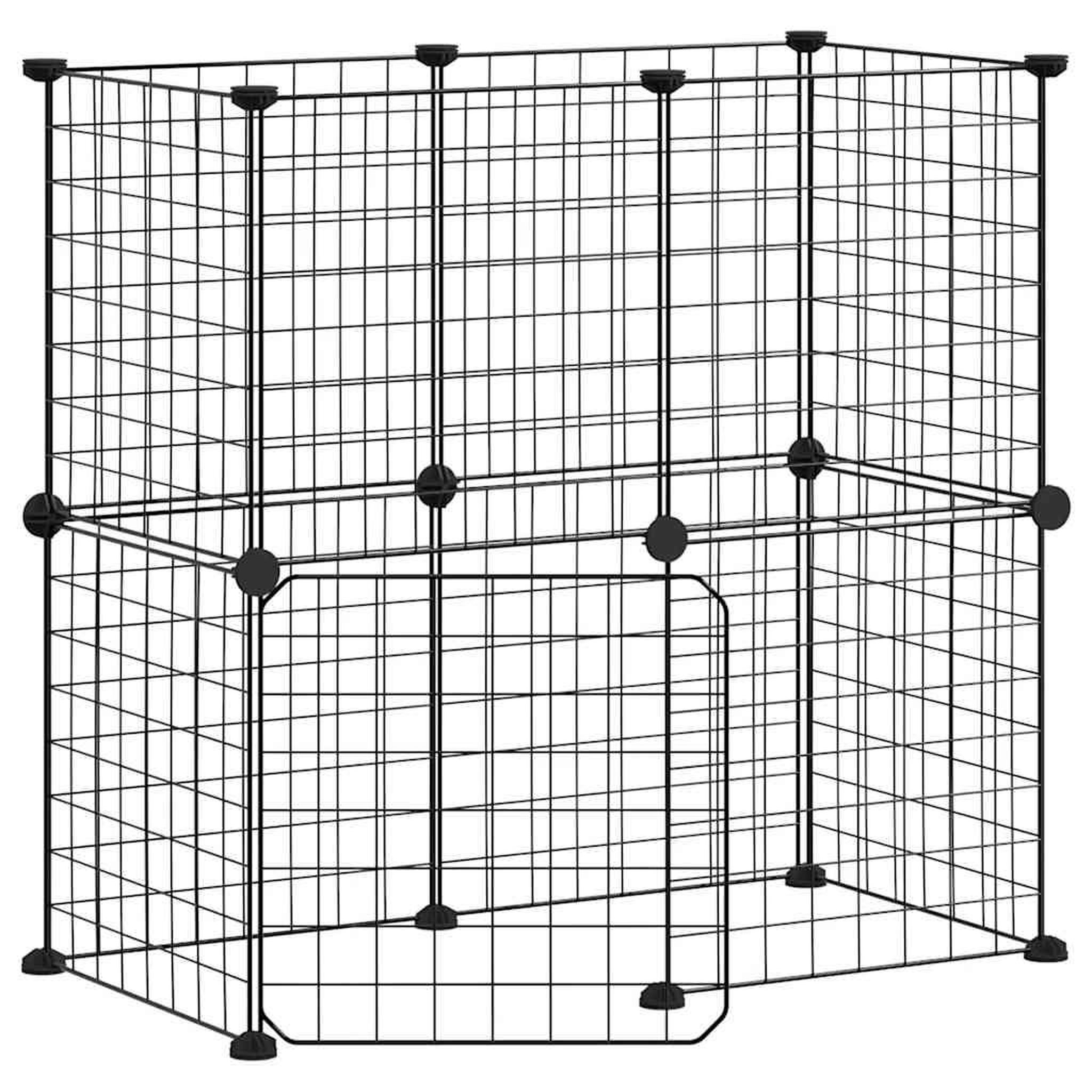 Voir la diapositive 2 : VIDAXL Cage animaux de compagnie a 12 panneaux et porte Noir 35x35 cm