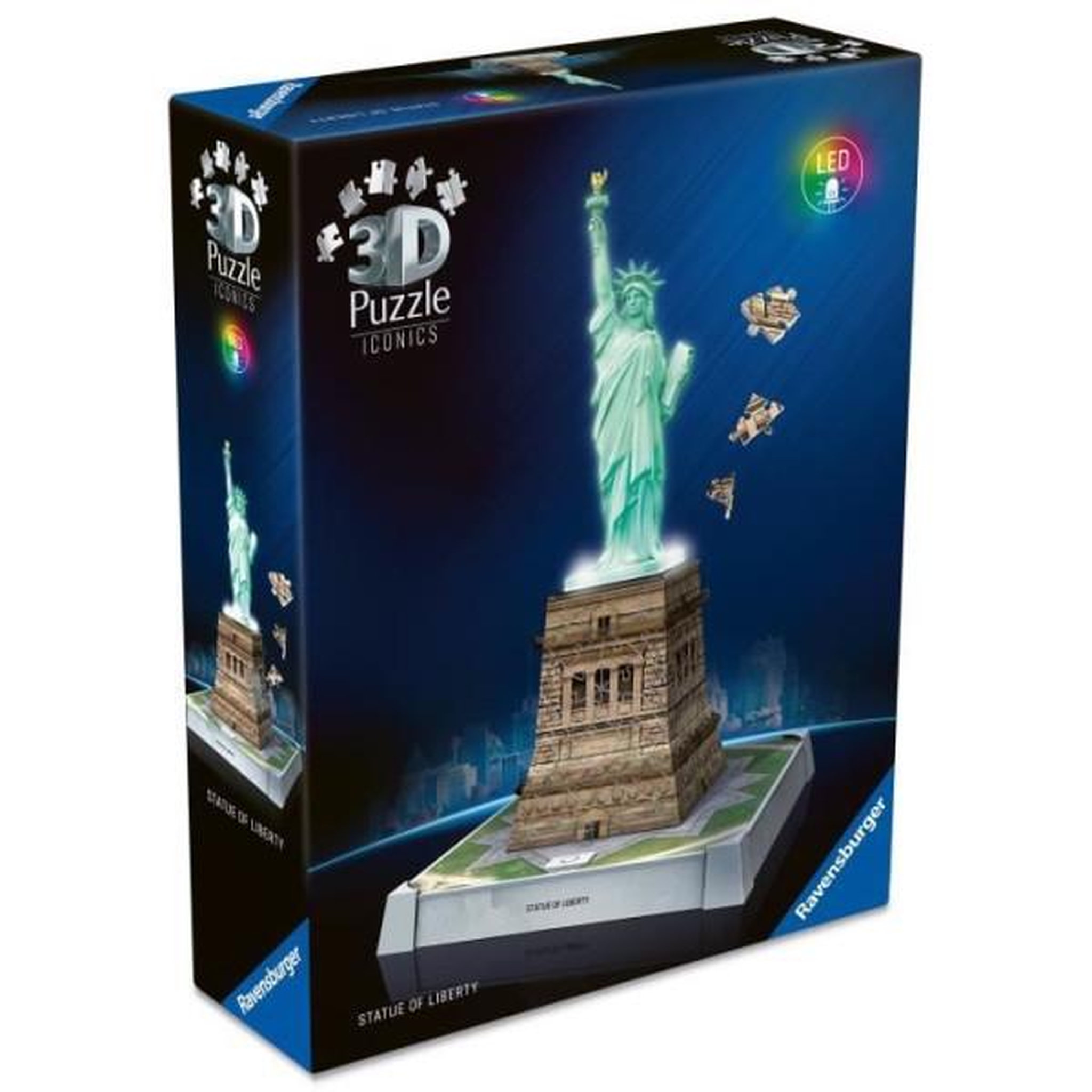 Voir la diapositive 2 : RAVENSBURGER Puzzle 3d iconics - statue de la liberté illuminée