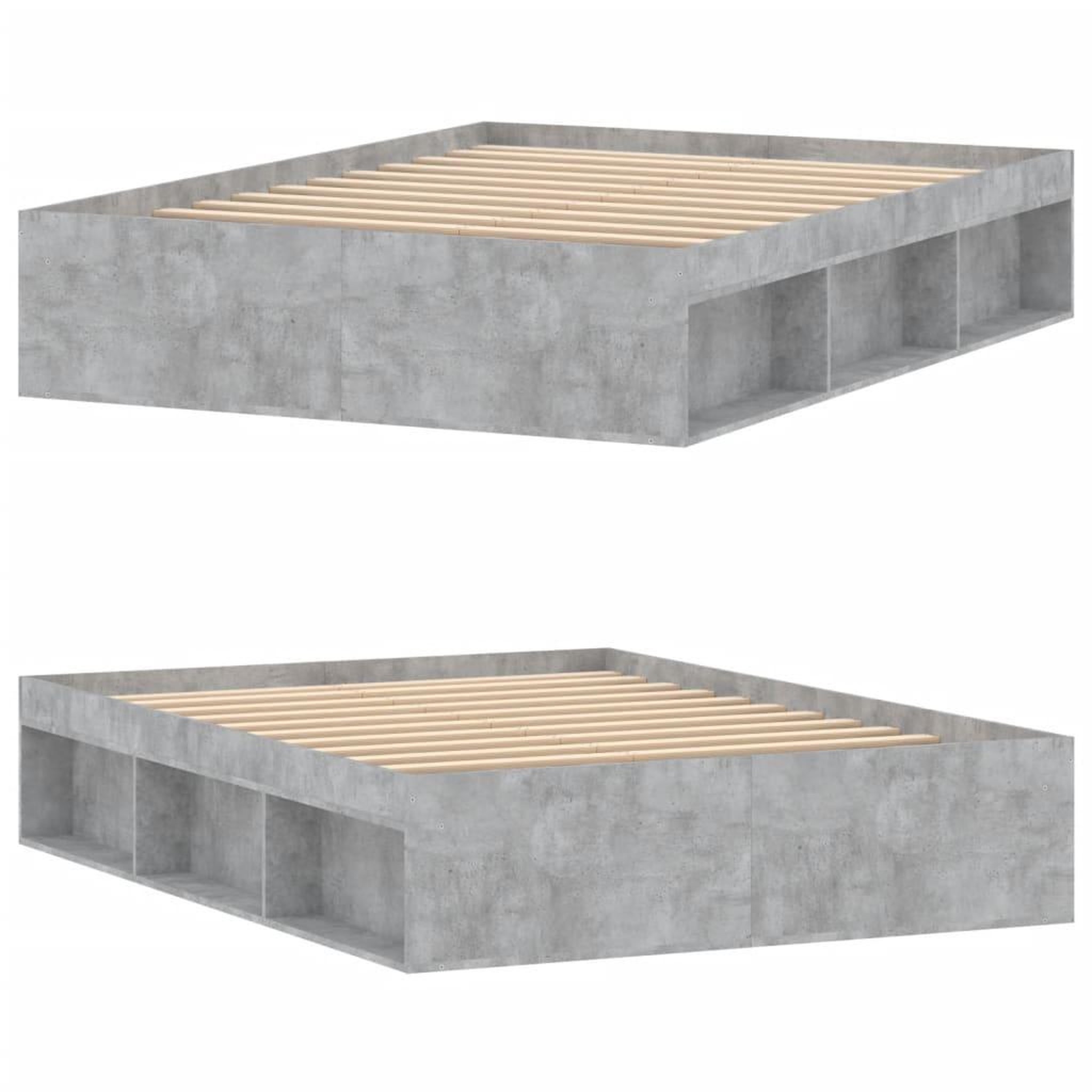 Voir la diapositive 4 : VIDAXL Cadre de lit sans matelas gris beton 135x190 cm
