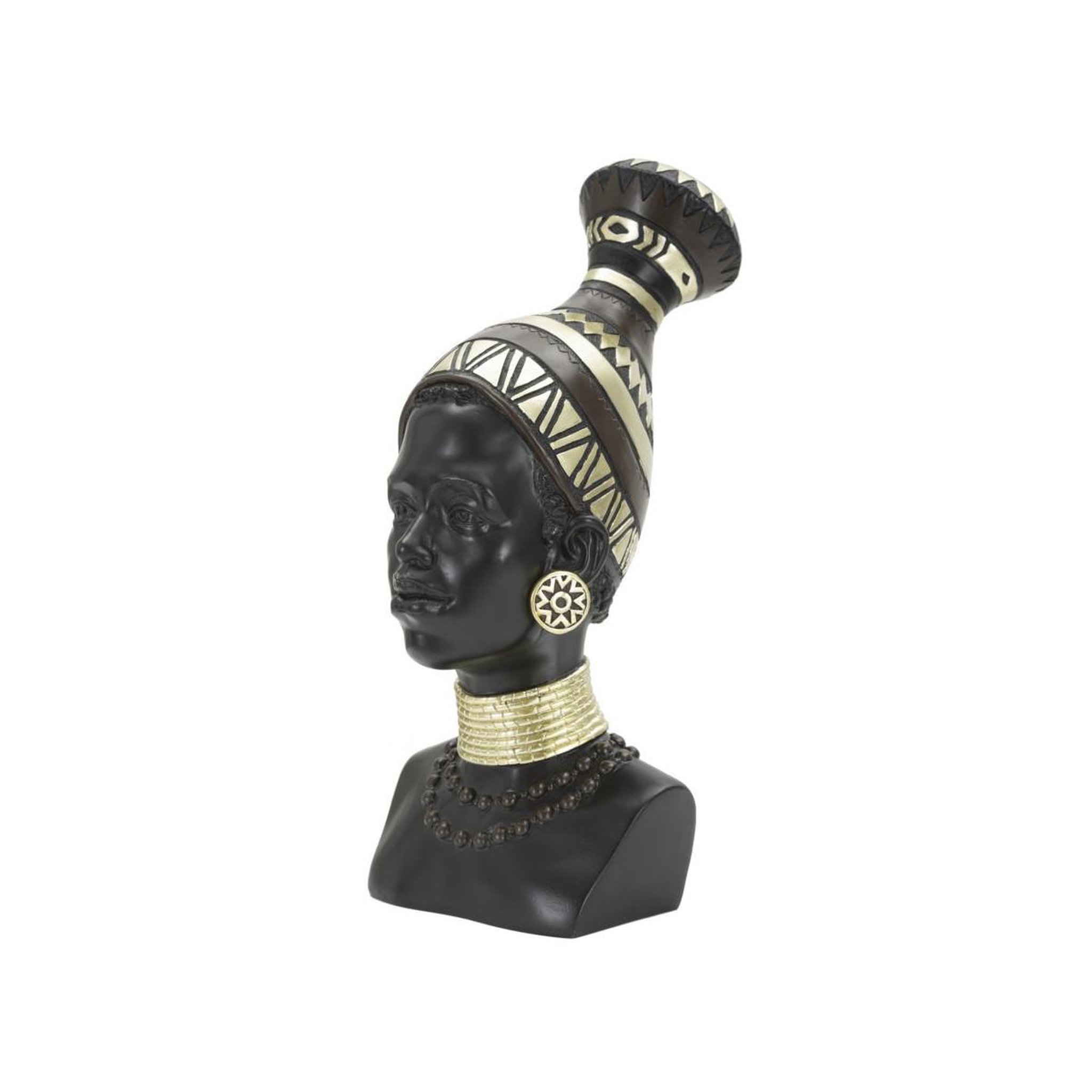 Voir la diapositive 3 : Paris Prix Statuette tête femme tribu  massai  38cm noir