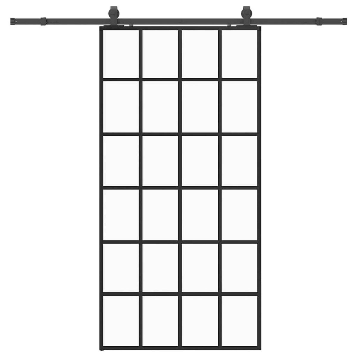 VIDAXL Porte coulissante kit de quincaillerie noir 102x205cm verre ESG