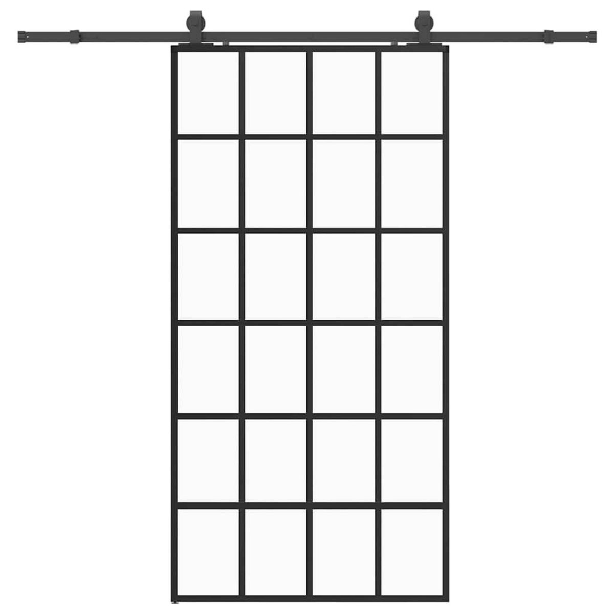 VIDAXL Porte coulissante kit de quincaillerie noir 102x205cm verre ESG