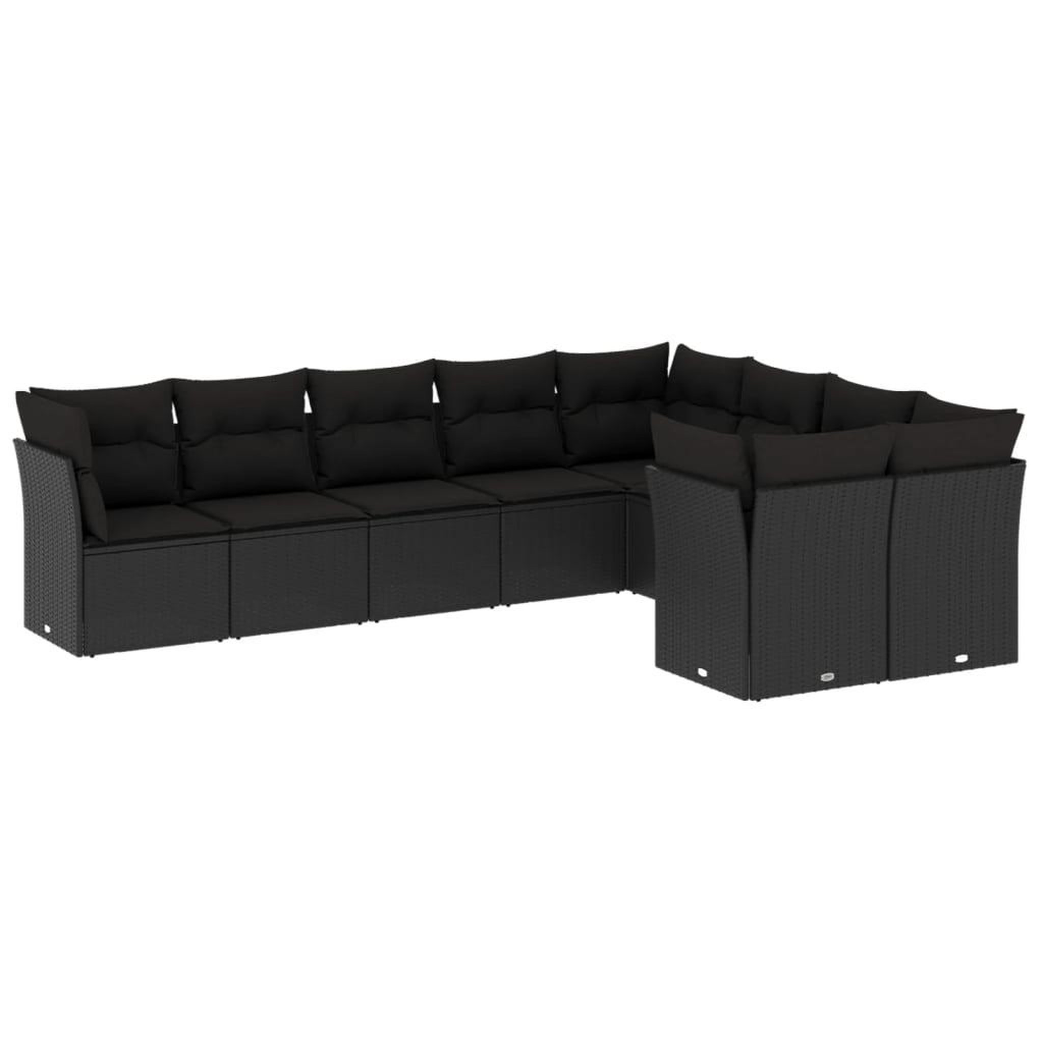 Voir la diapositive 2 : VIDAXL Salon de jardin 9 pcs avec coussins noir resine tressee
