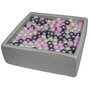  Piscine à balles pour enfant, 90x90 cm, Aire de jeu + 450 balles perle, rose clair, argent