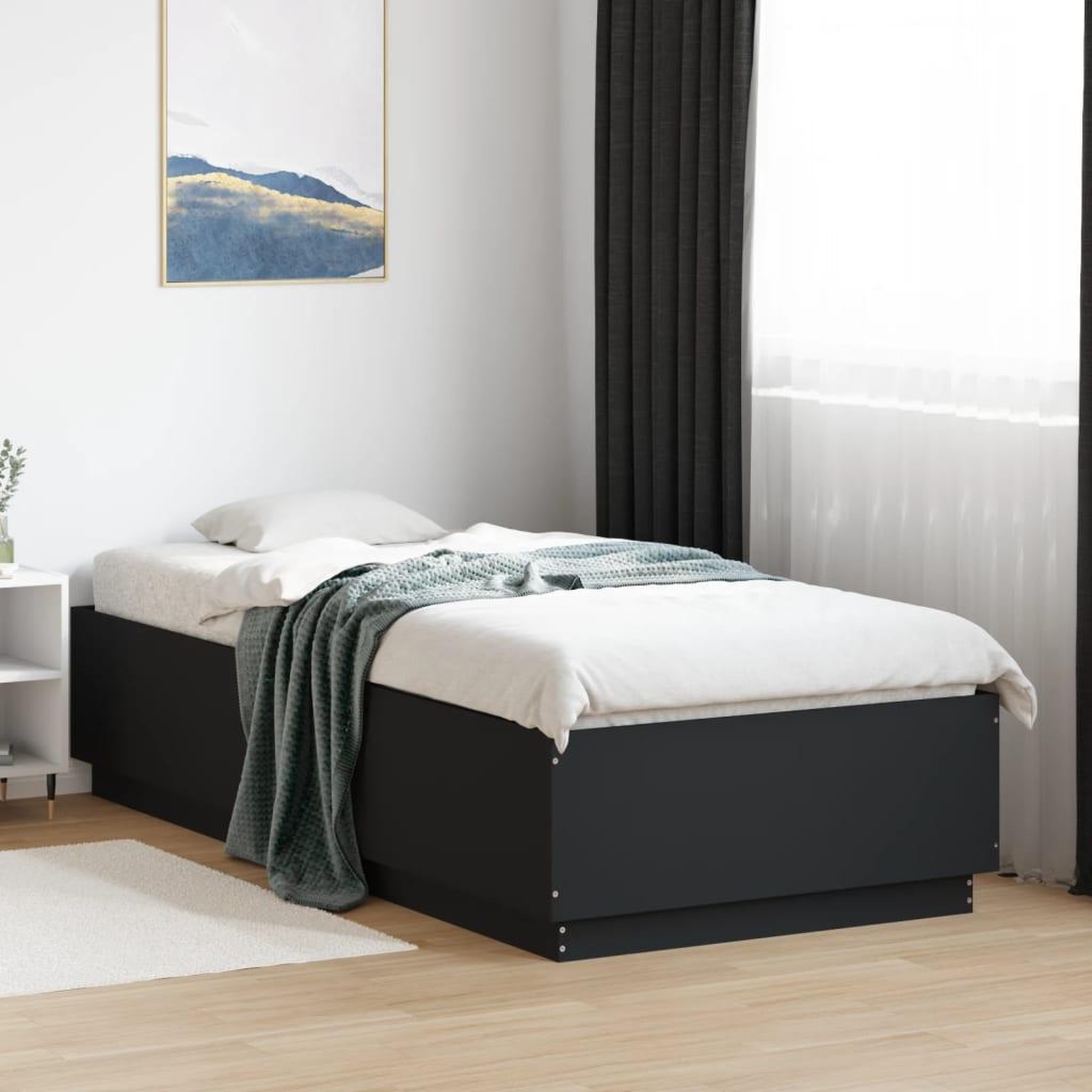 VIDAXL Cadre de lit avec LED sans matelas noir 90x200 cm
