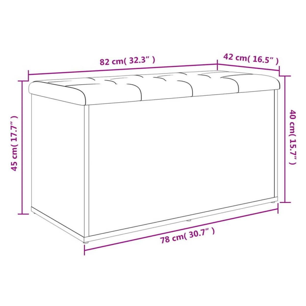 VIDAXL Banc de rangement chene fume 82x42x45 cm Bois d'ingenierie