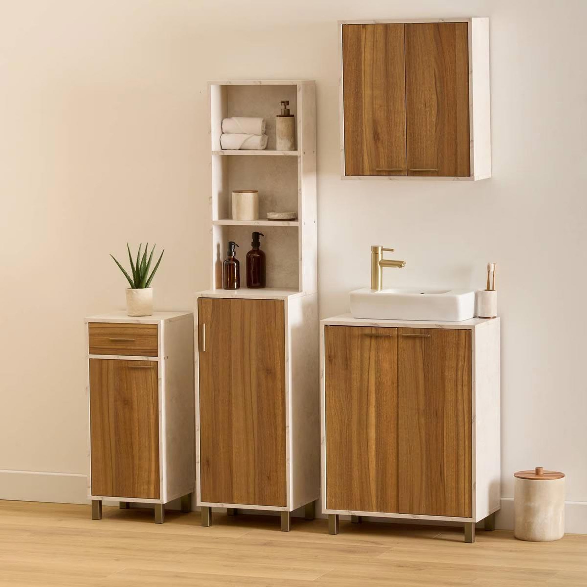 Voir la diapositive 3 : FIVE Meuble bas salle de bain  côme  78cm beige