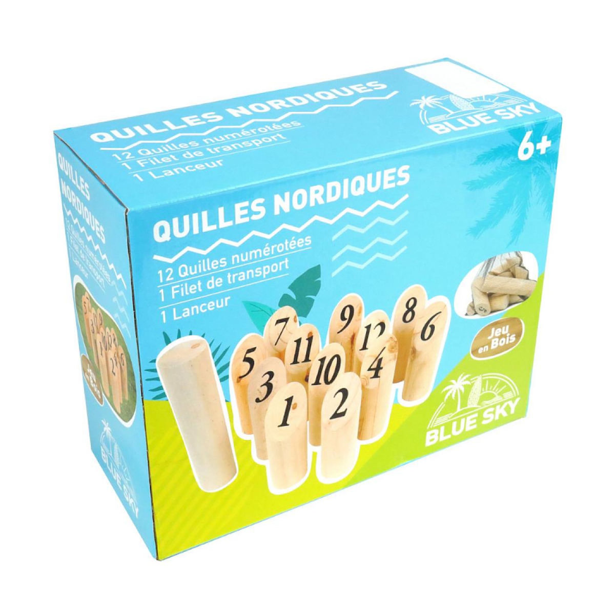 MGM Jeu de 12 quilles nordique avec lanceur