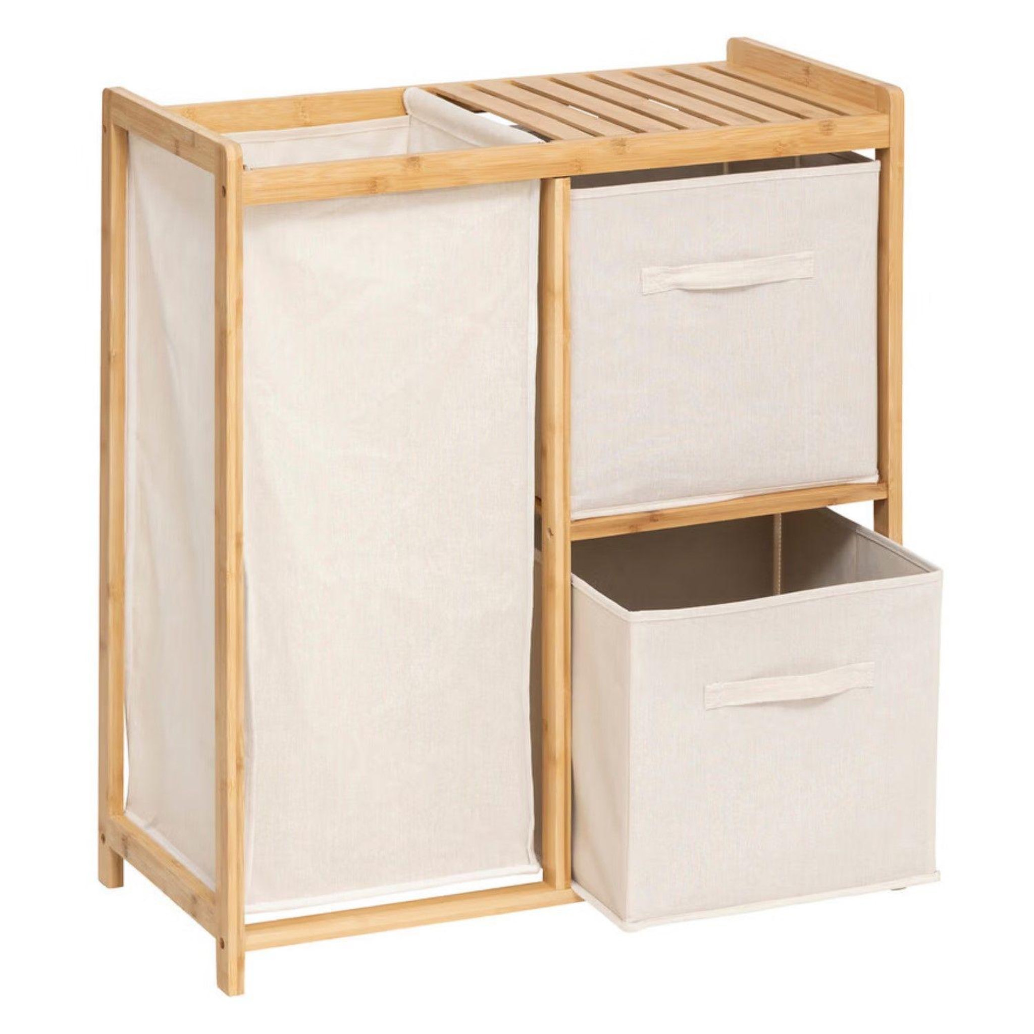 Voir la diapositive 4 : FIVE Étagère avec 1 panier à linge et 2 paniers de rangement TIDY BOX - Beige