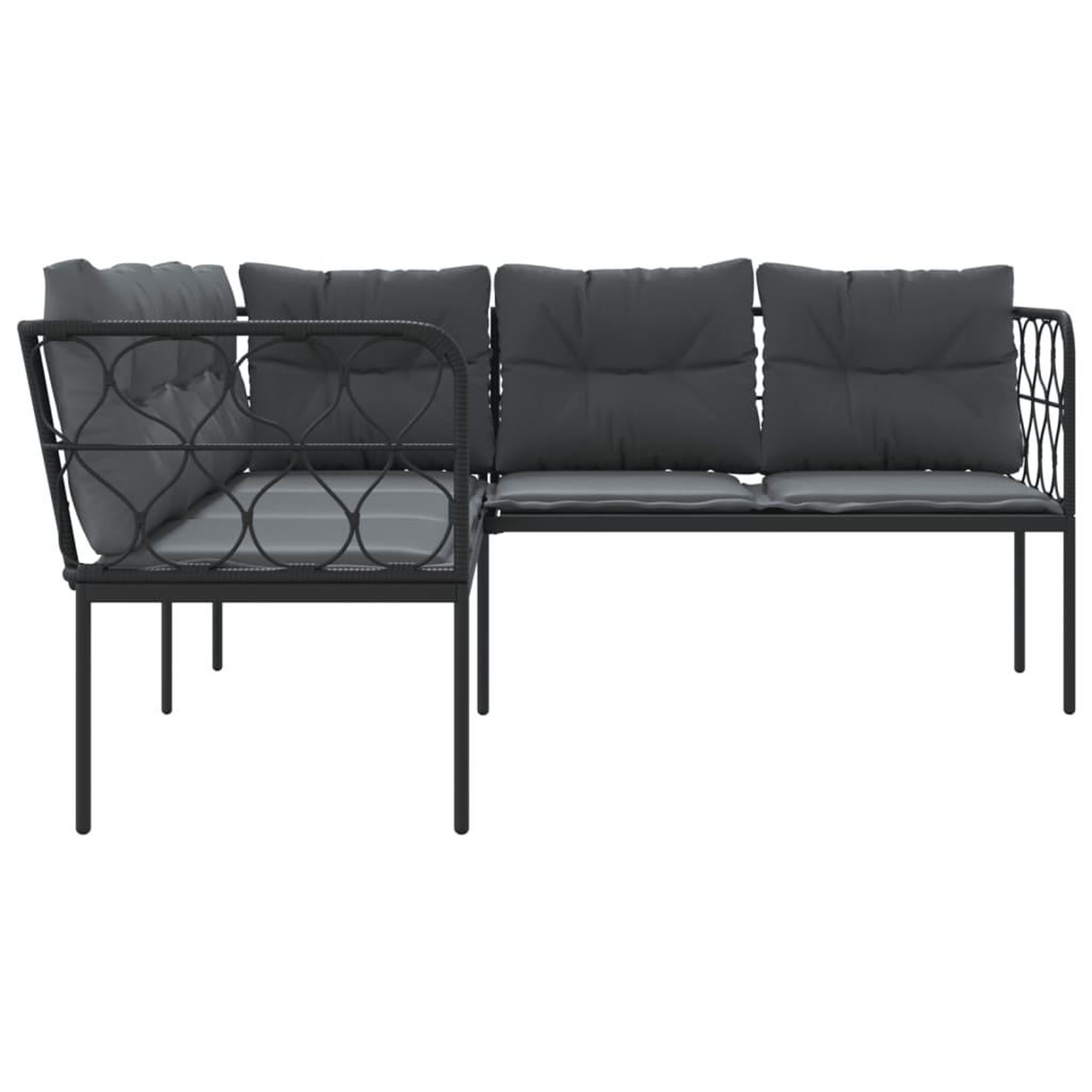 Voir la diapositive 5 : VIDAXL Canape de jardin avec coussins forme de L noir acier textilene