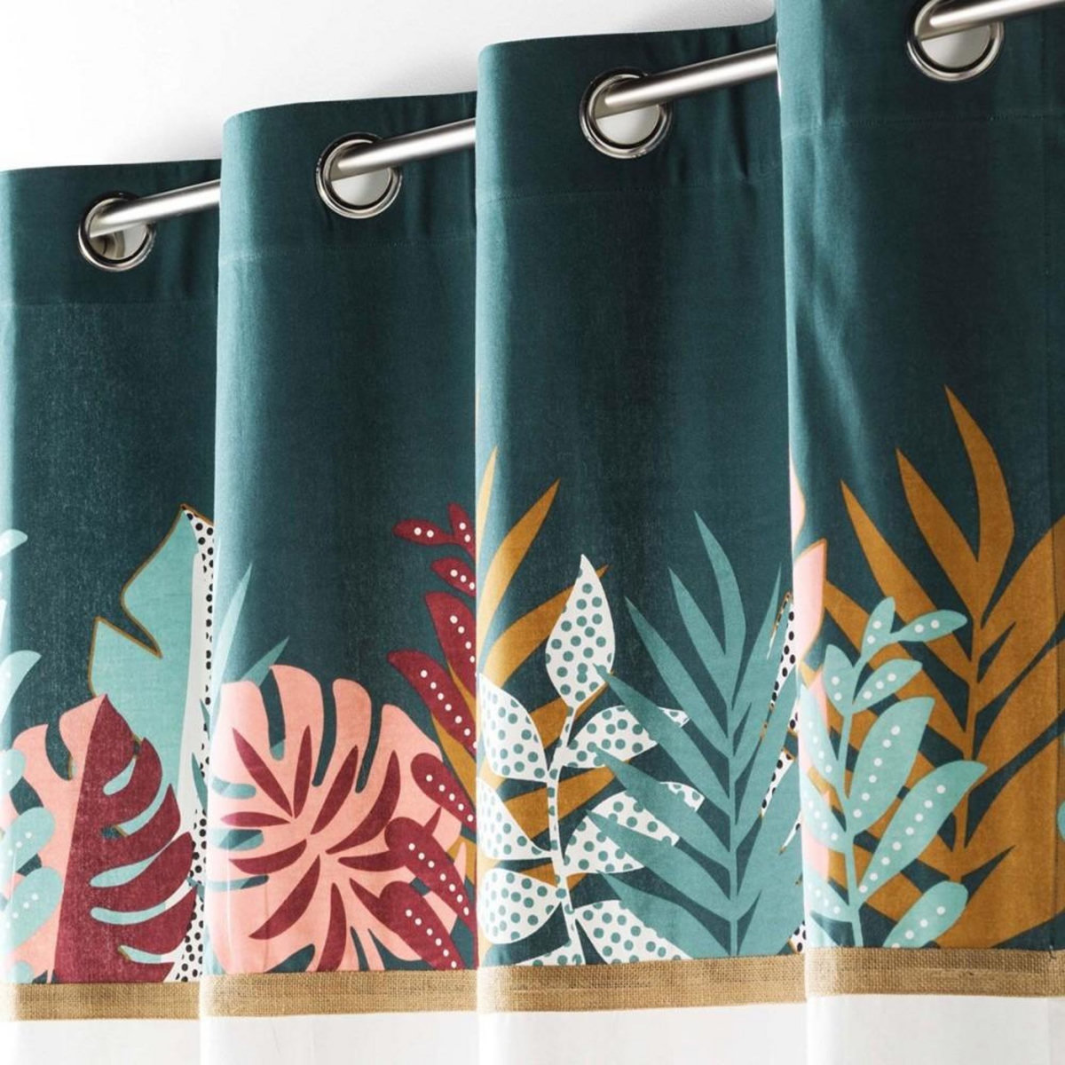 Douceur d'Intérieur Rideau à œillets 140x240 uni top imprimé jute Jacala coton