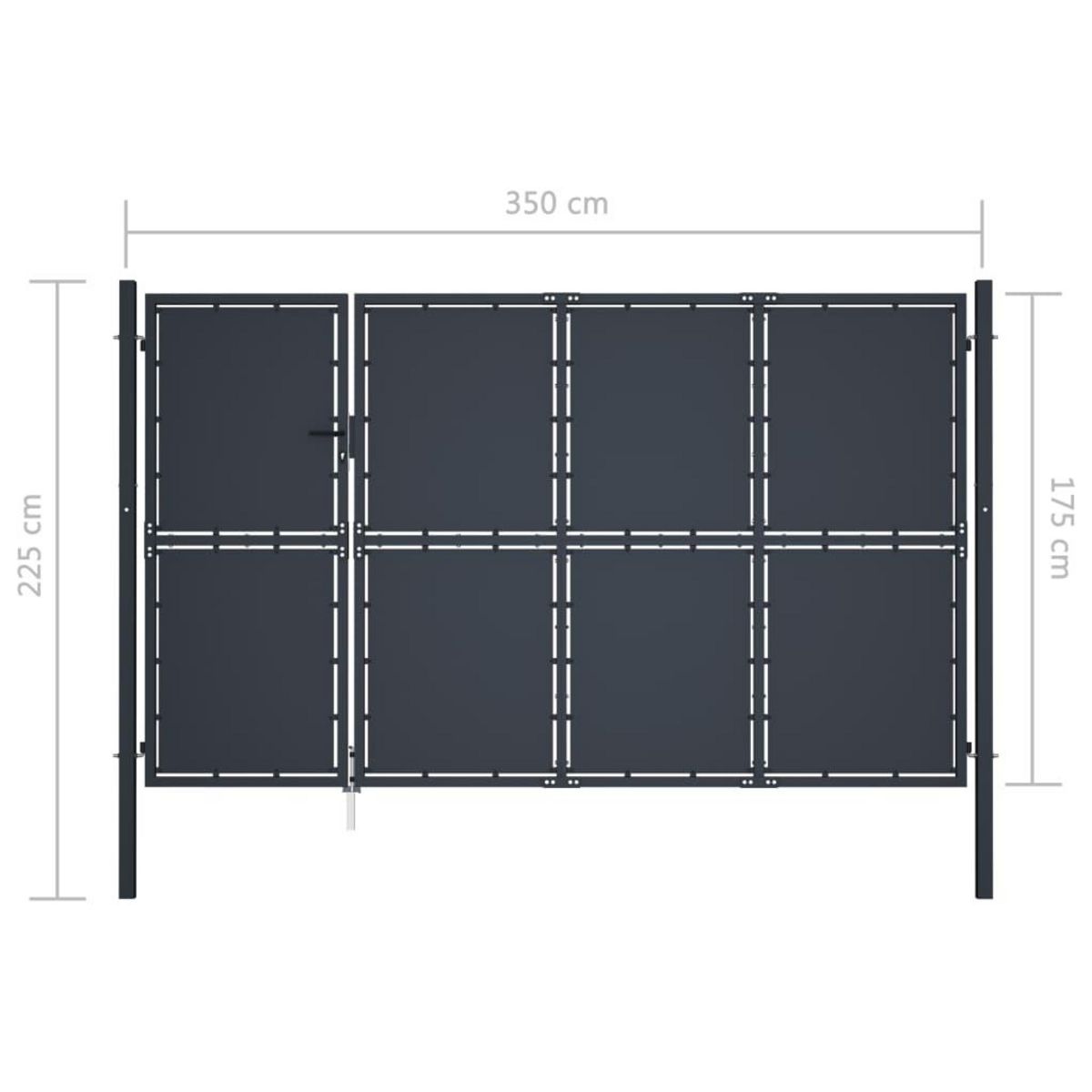 VIDAXL Portail de jardin Acier 350 x 175 cm Anthracite