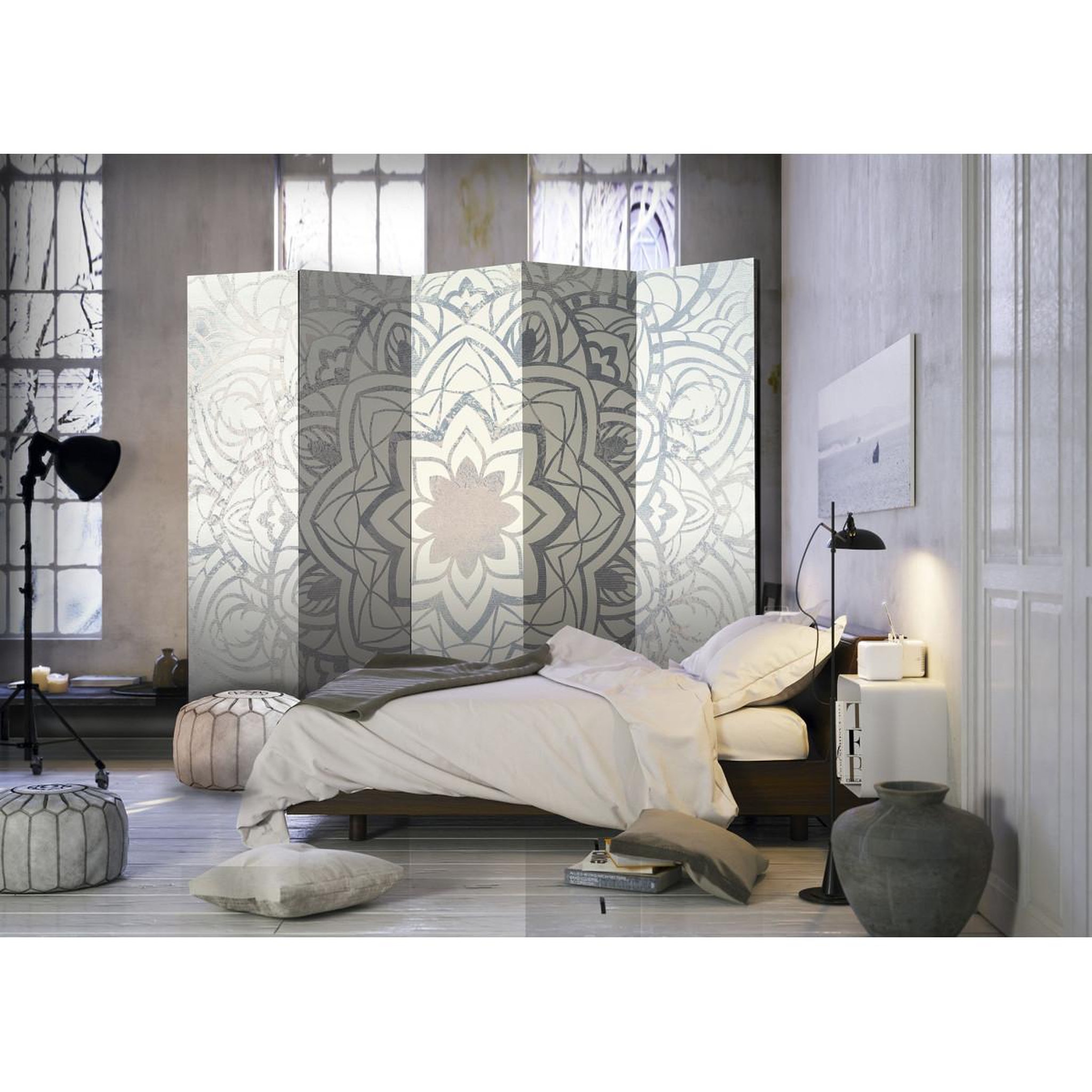 Voir la diapositive 2 : Paris Prix Paravent 5 volets  paravent : mandala hivernale  172x225cm