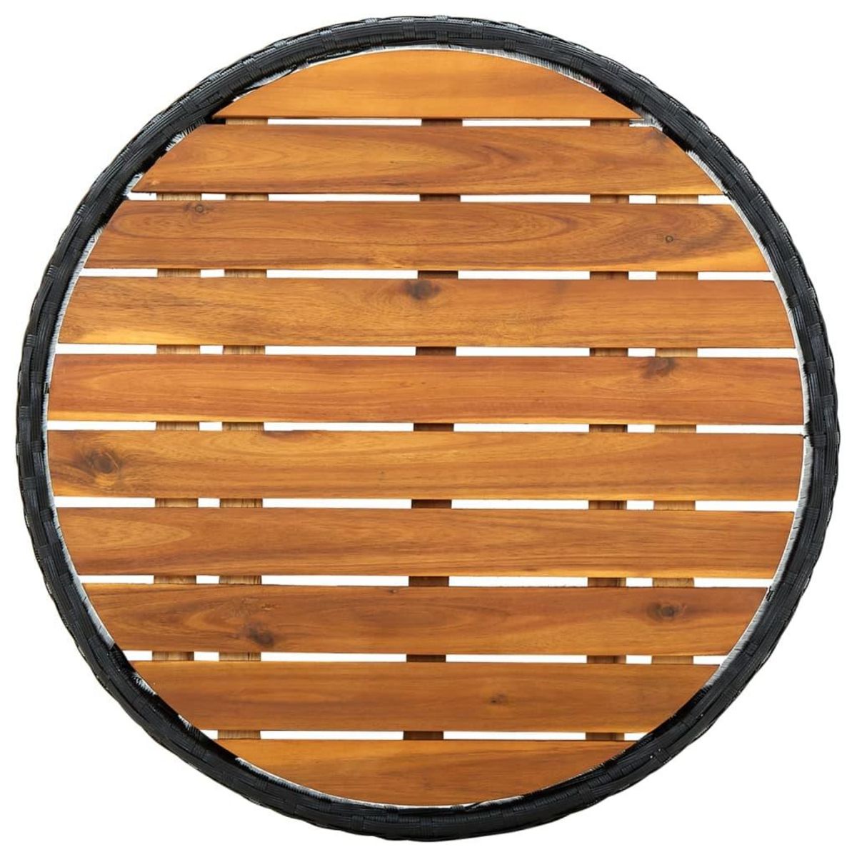 VIDAXL Table a the Noir 60 cm Resine tressee et bois d'acacia solide
