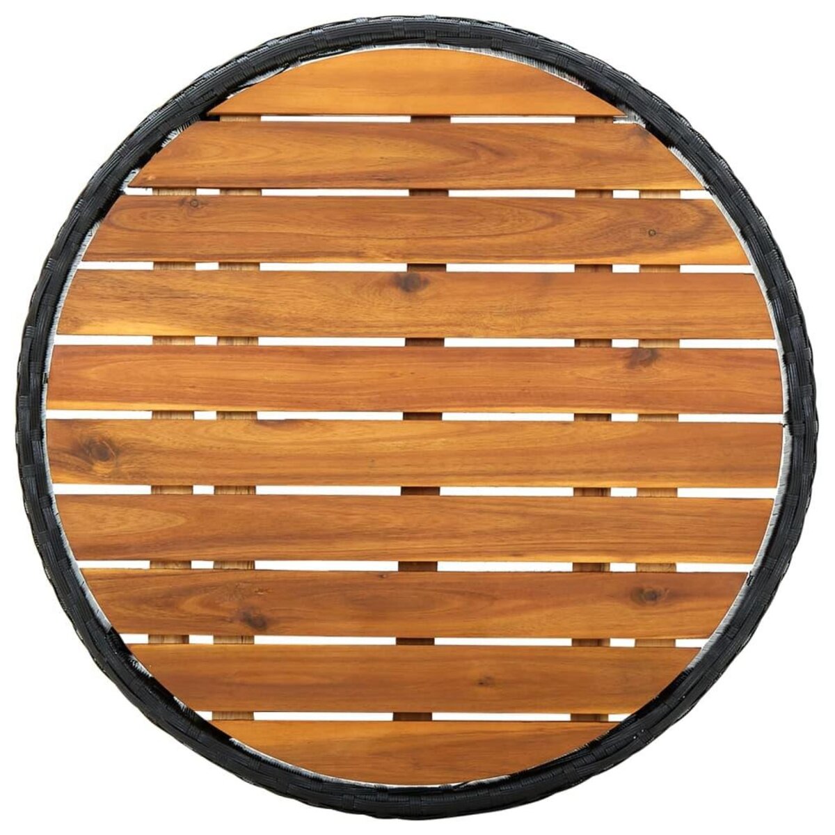 VIDAXL Table a the Noir 60 cm Resine tressee et bois d'acacia solide