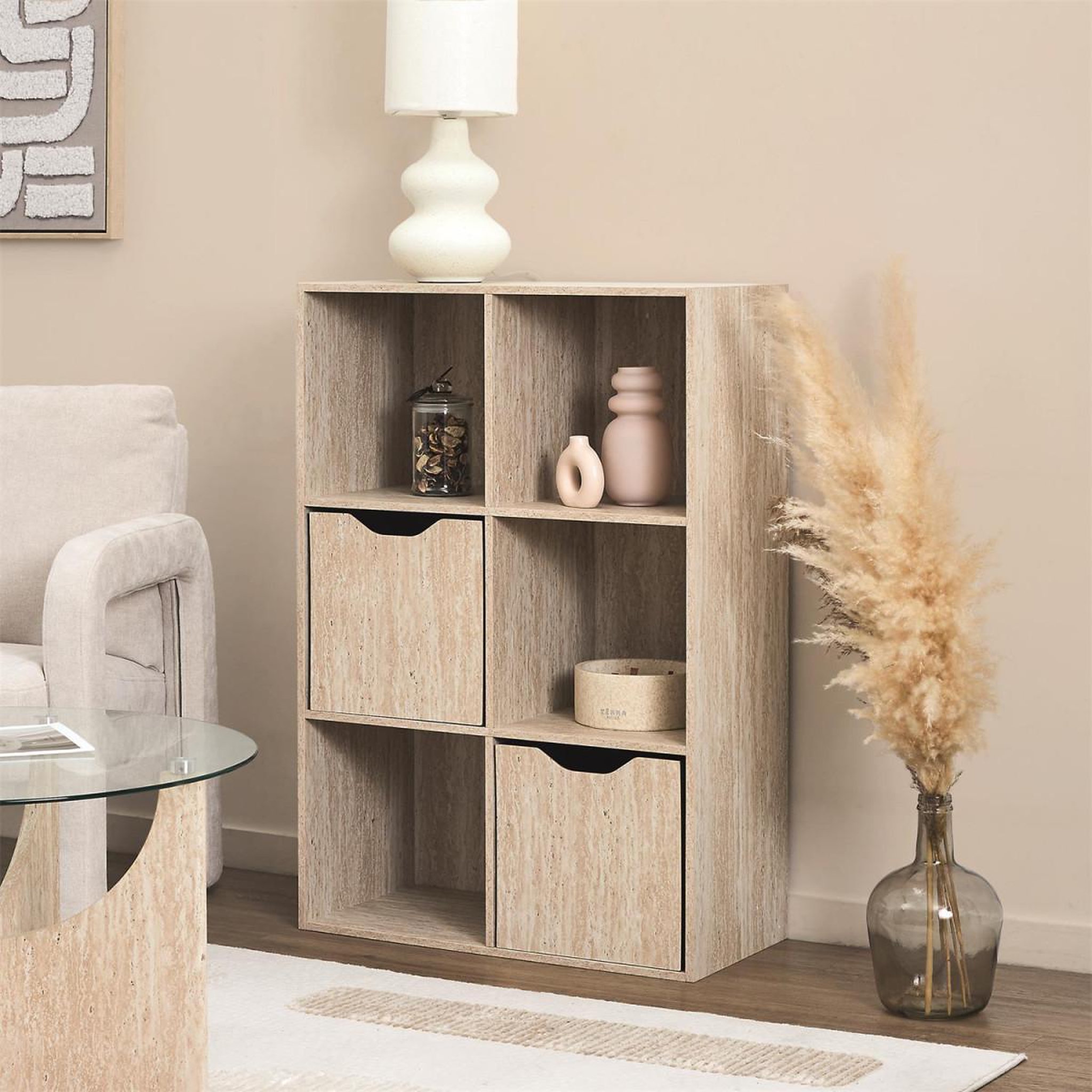 Voir la diapositive 5 : The Home Deco Factory Étagère modulable 6 cases  pietra  66cm beige
