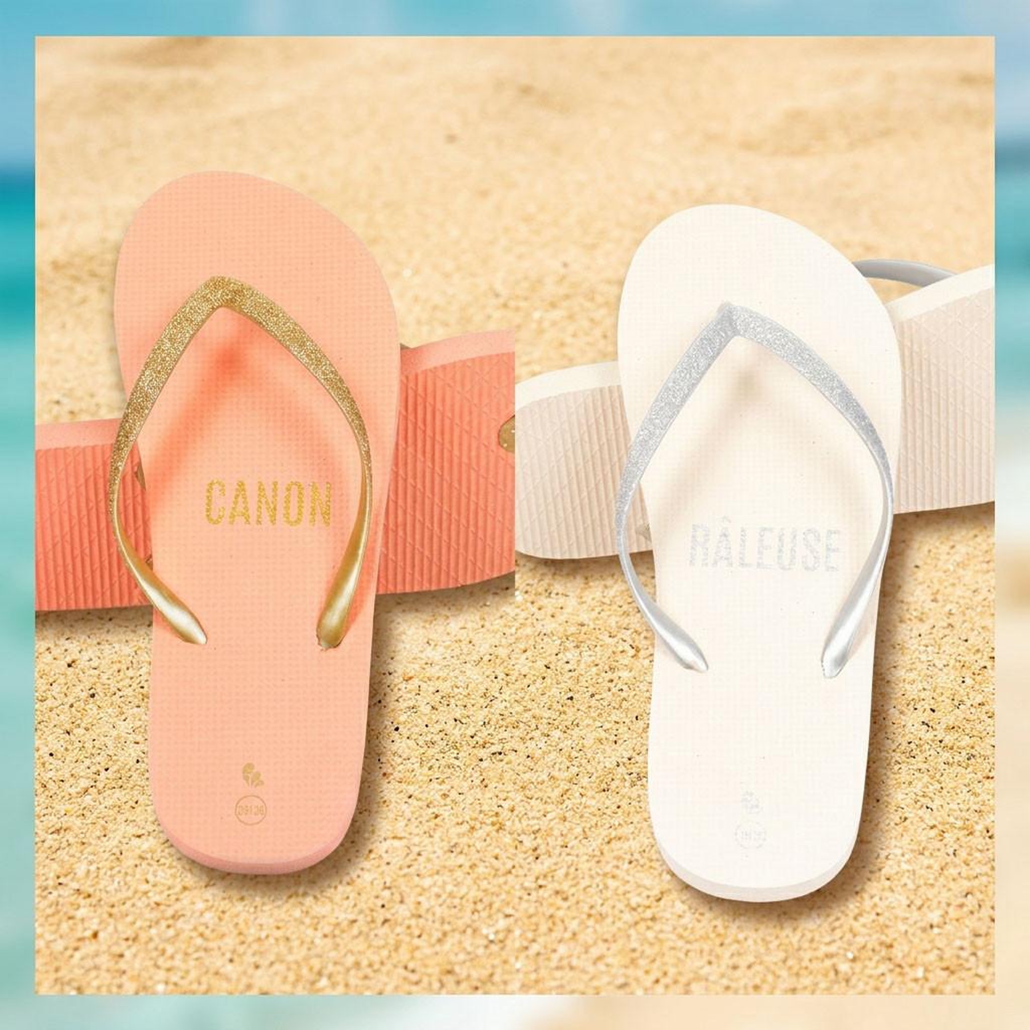 Voir la diapositive 4 : OZABI OZABI Pack 2 Paires Tongs Femme Glitter Message Humour