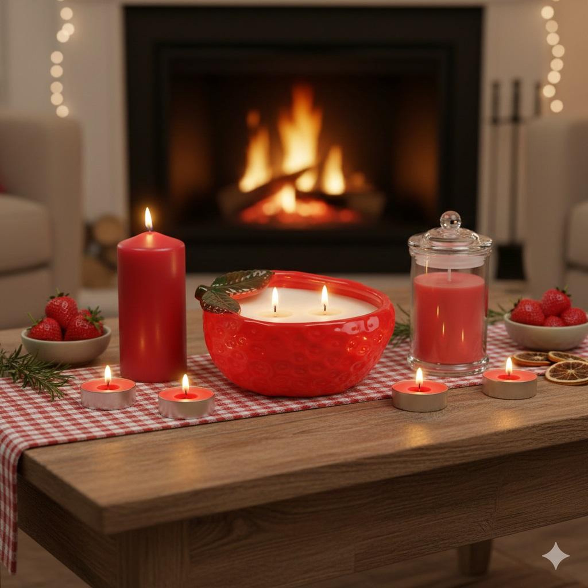 Voir la diapositive 4 : Eden Bougies chauffe-plat fraise en cire set de 6