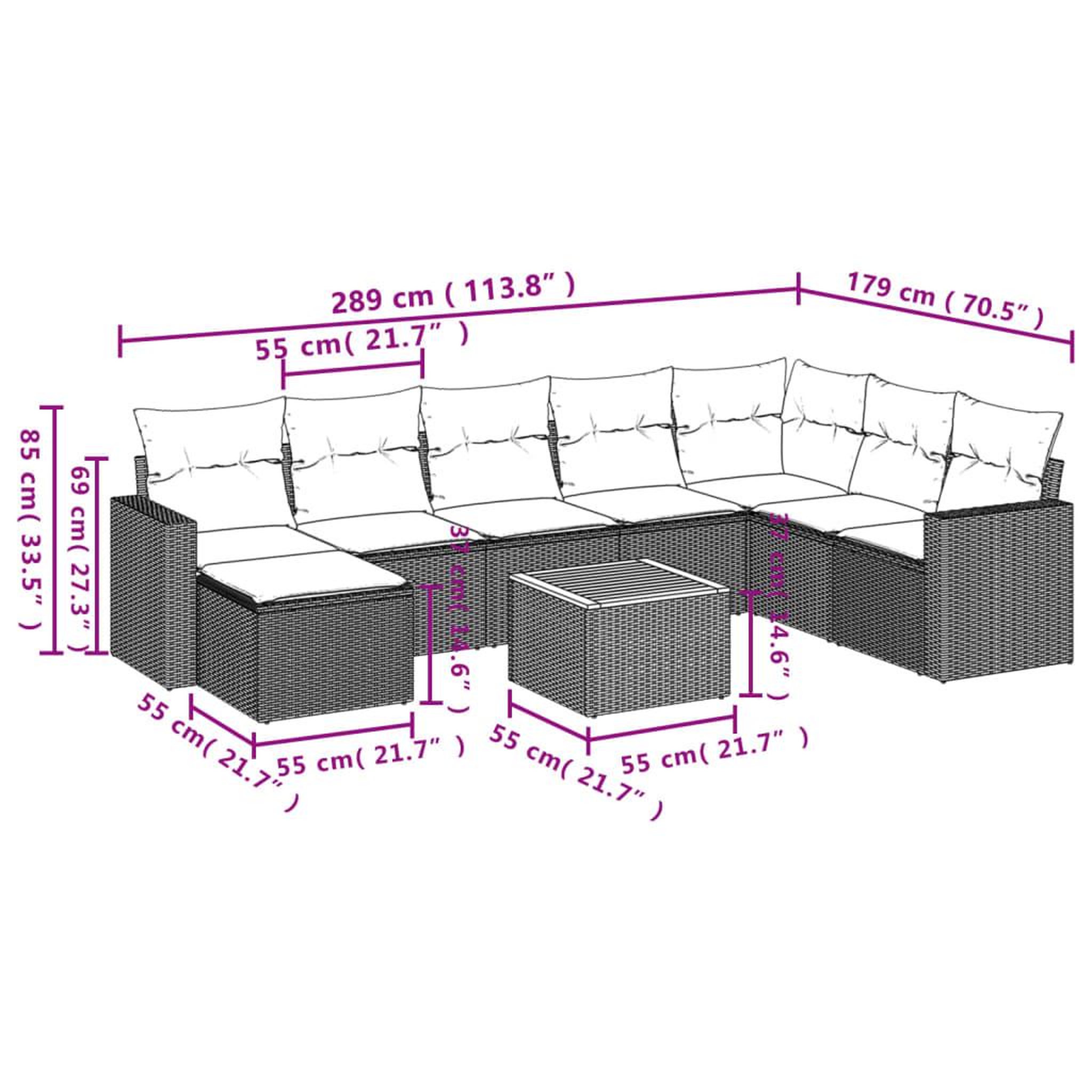 Voir la diapositive 4 : VIDAXL Salon de jardin 9 pcs avec coussins noir resine tressee