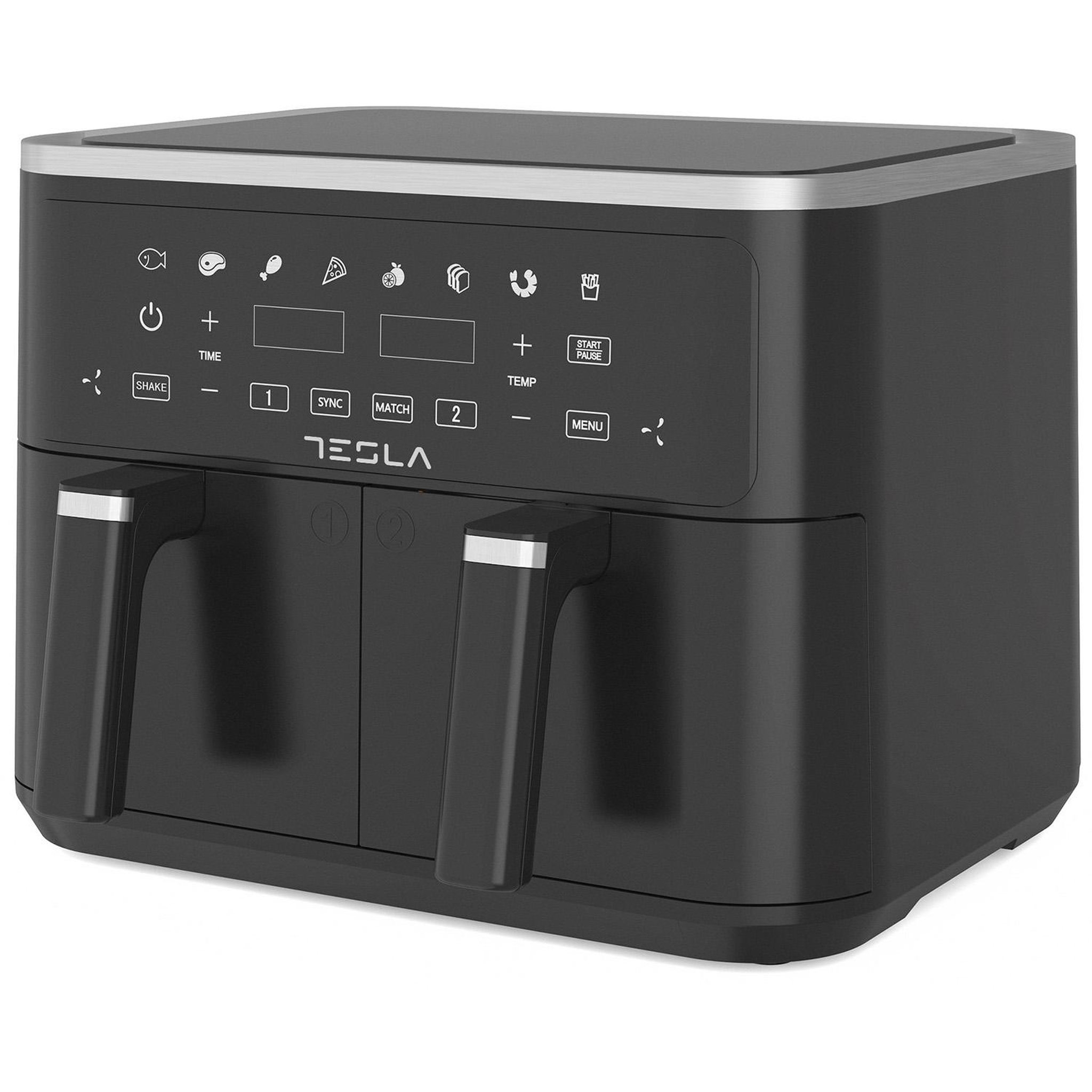 Voir la diapositive 2 : TESLA Friteuse à air chaud air fryer double bac 9l 2400w - af900bsd