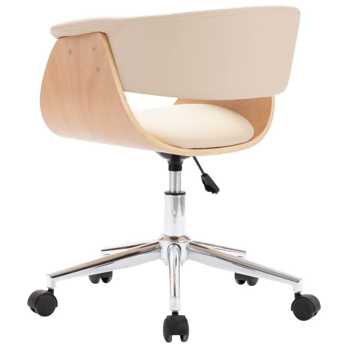 VIDAXL Chaise pivotante de bureau Creme Bois courbe et similicuir