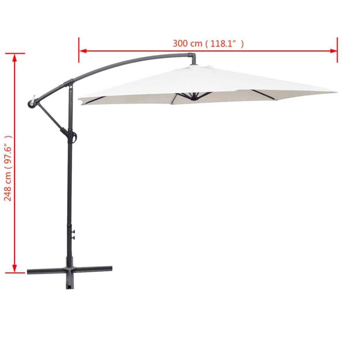 VIDAXL Parasol de jardin en porte-a-faux 3 m blanc sable