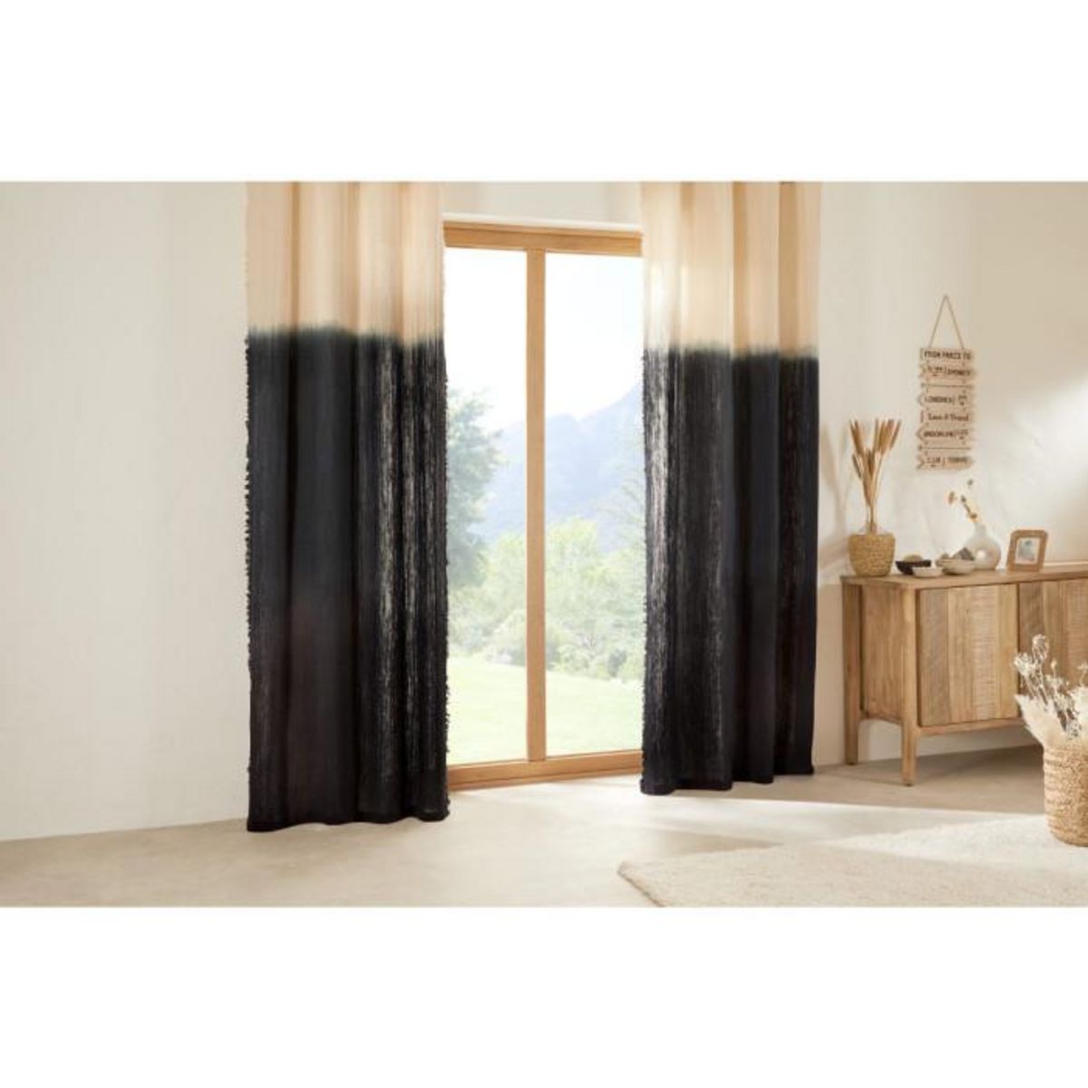 ATMOSPHERA Rideau à Œillets Tie and Tye  Inuit Dreams  140x260cm Anthracite