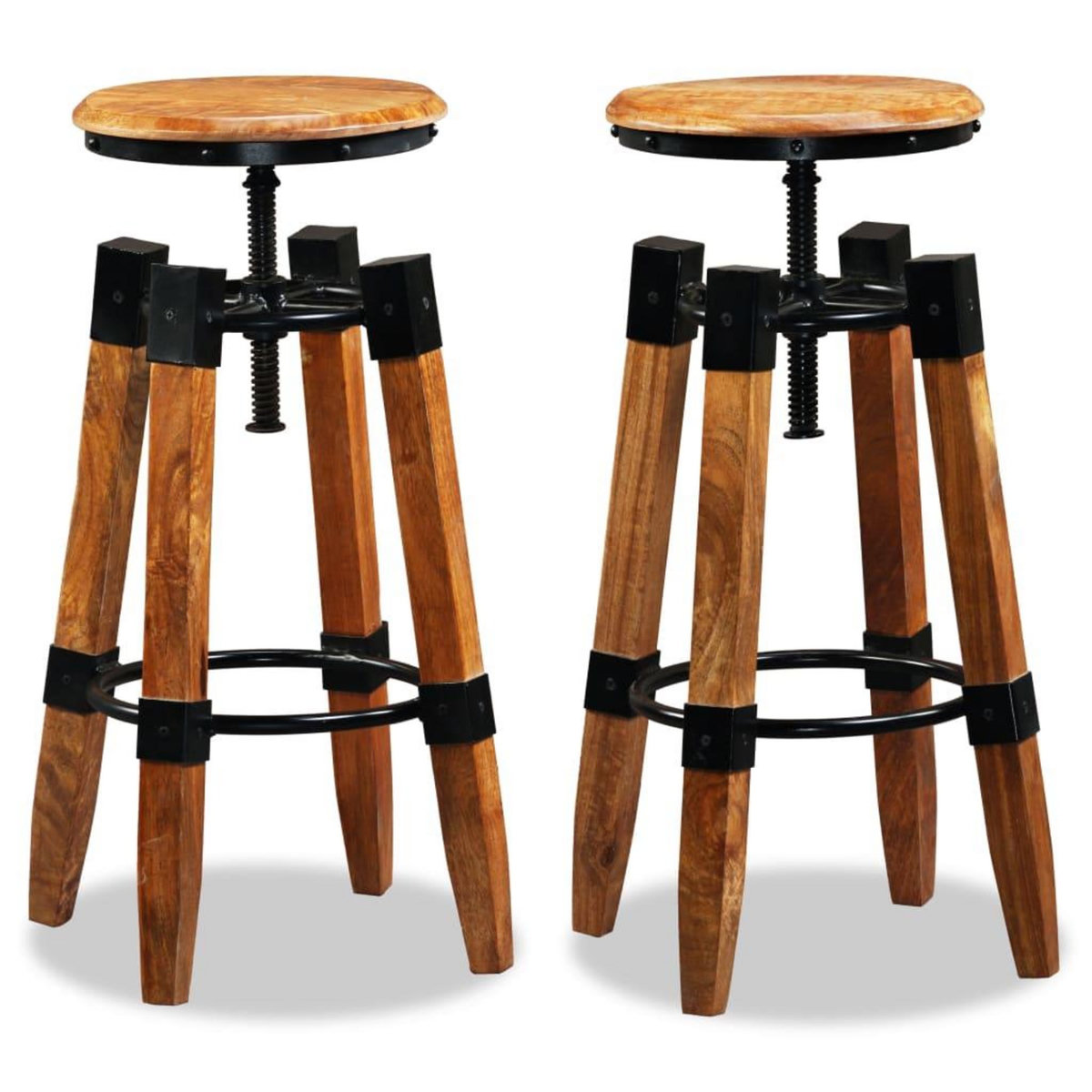 VIDAXL Tabourets de bar lot de 2 bois de manguier massif