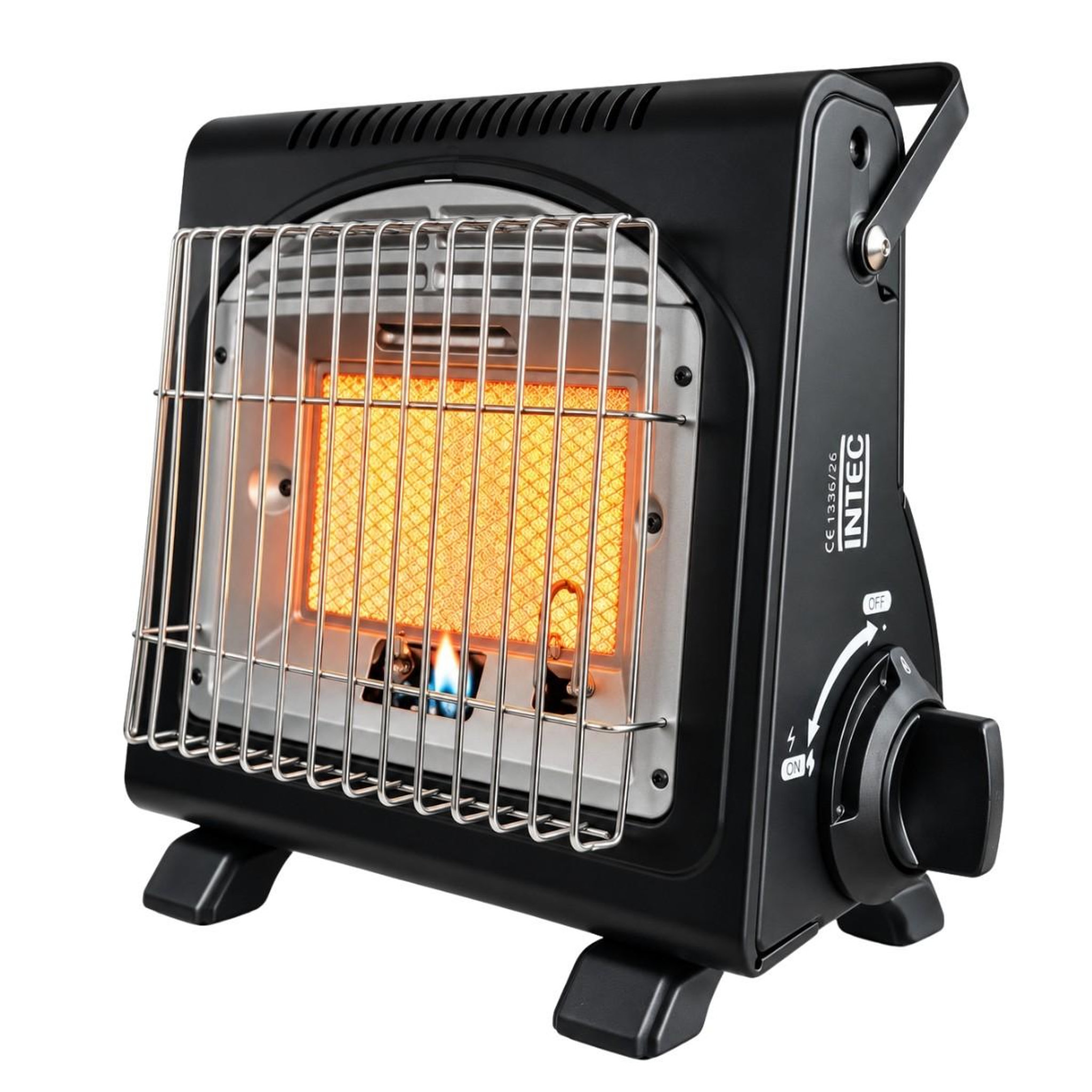 INTEC Chauffage à gaz portable 1700w fuego – chauffage gaz céramique pour extérieur, pêche, camping anti-basculement fusible ods intec
