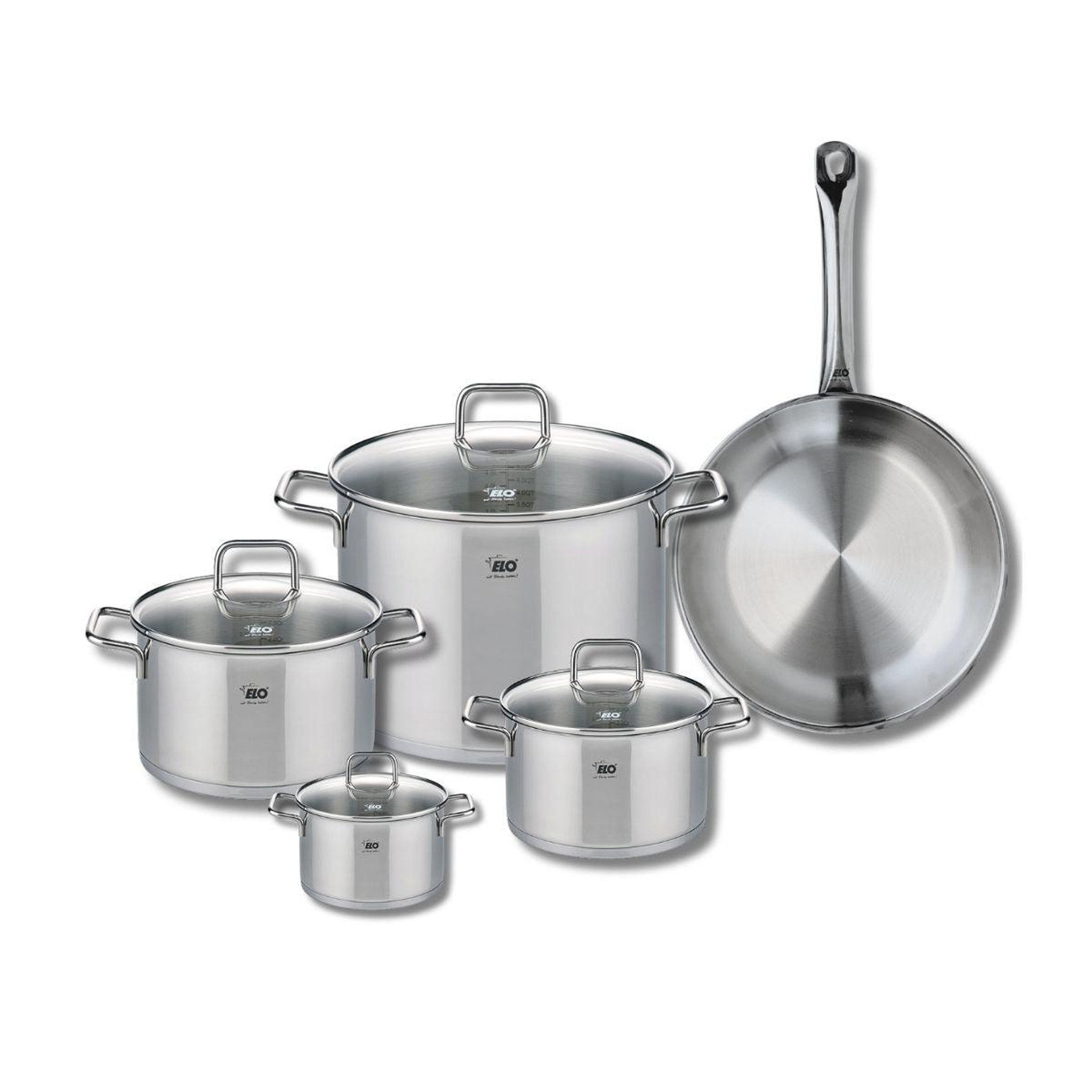 ELO Ensemble de 1 poêle de cuisson 28 cm et 4 faitouts 12, 16, 20 et 26 cm elo profi citrin