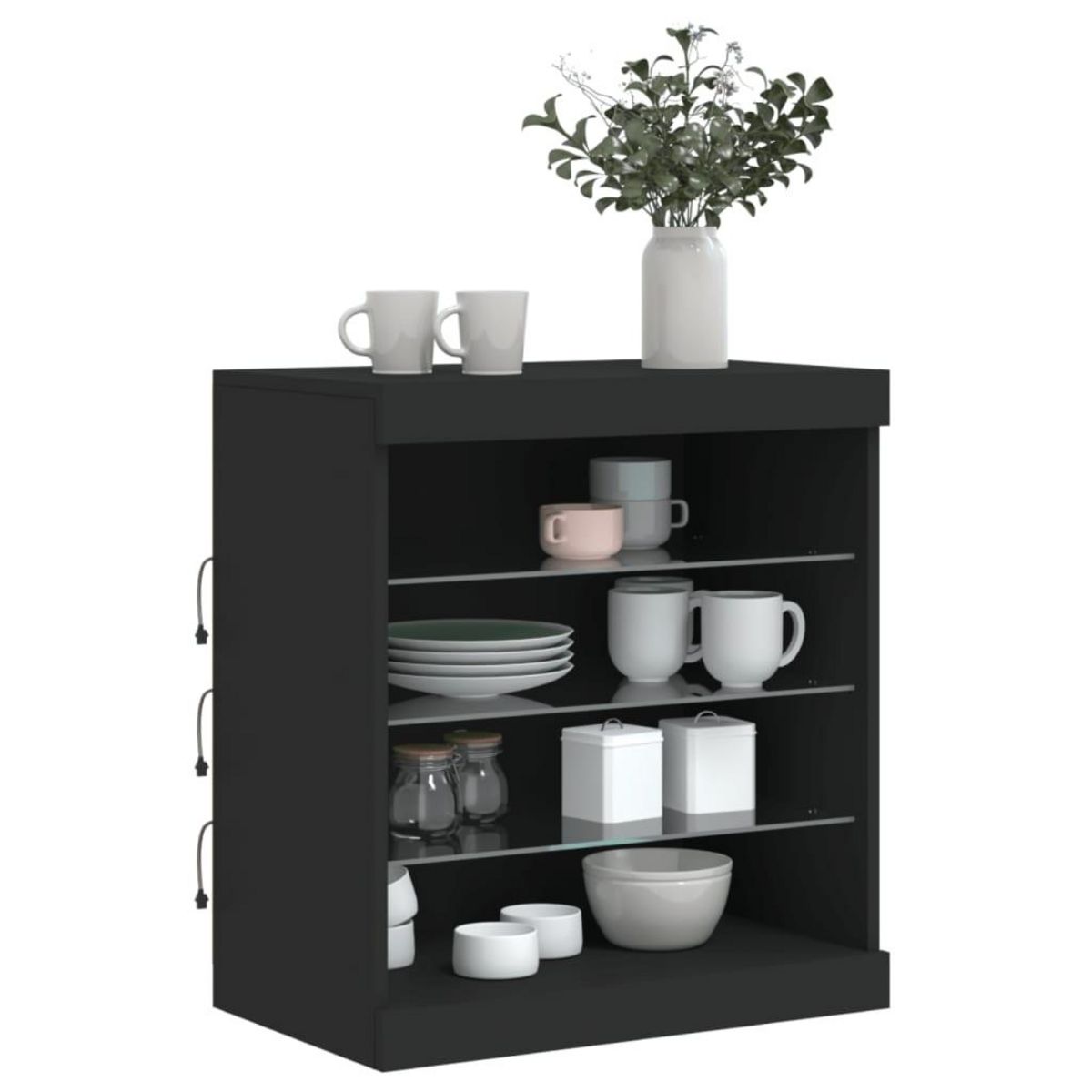 VIDAXL Buffet avec lumieres LED noir 60,5x37x67 cm