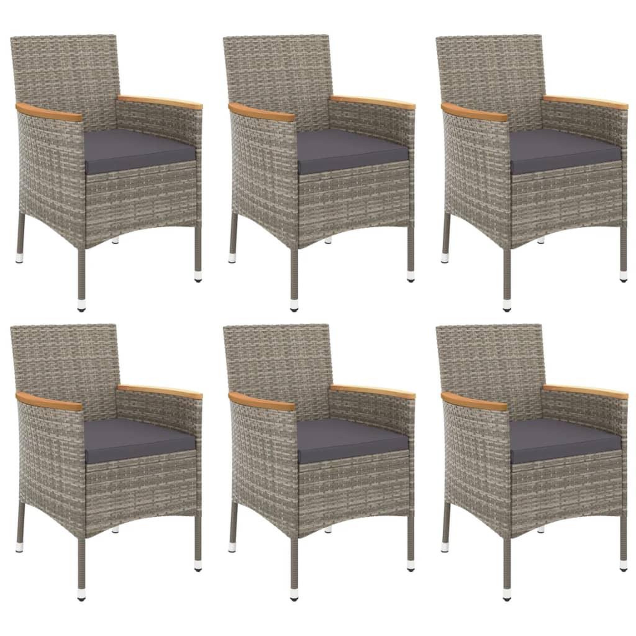 Voir la diapositive 3 : VIDAXL Ensemble a manger jardin et coussins 7 pcs gris rotin