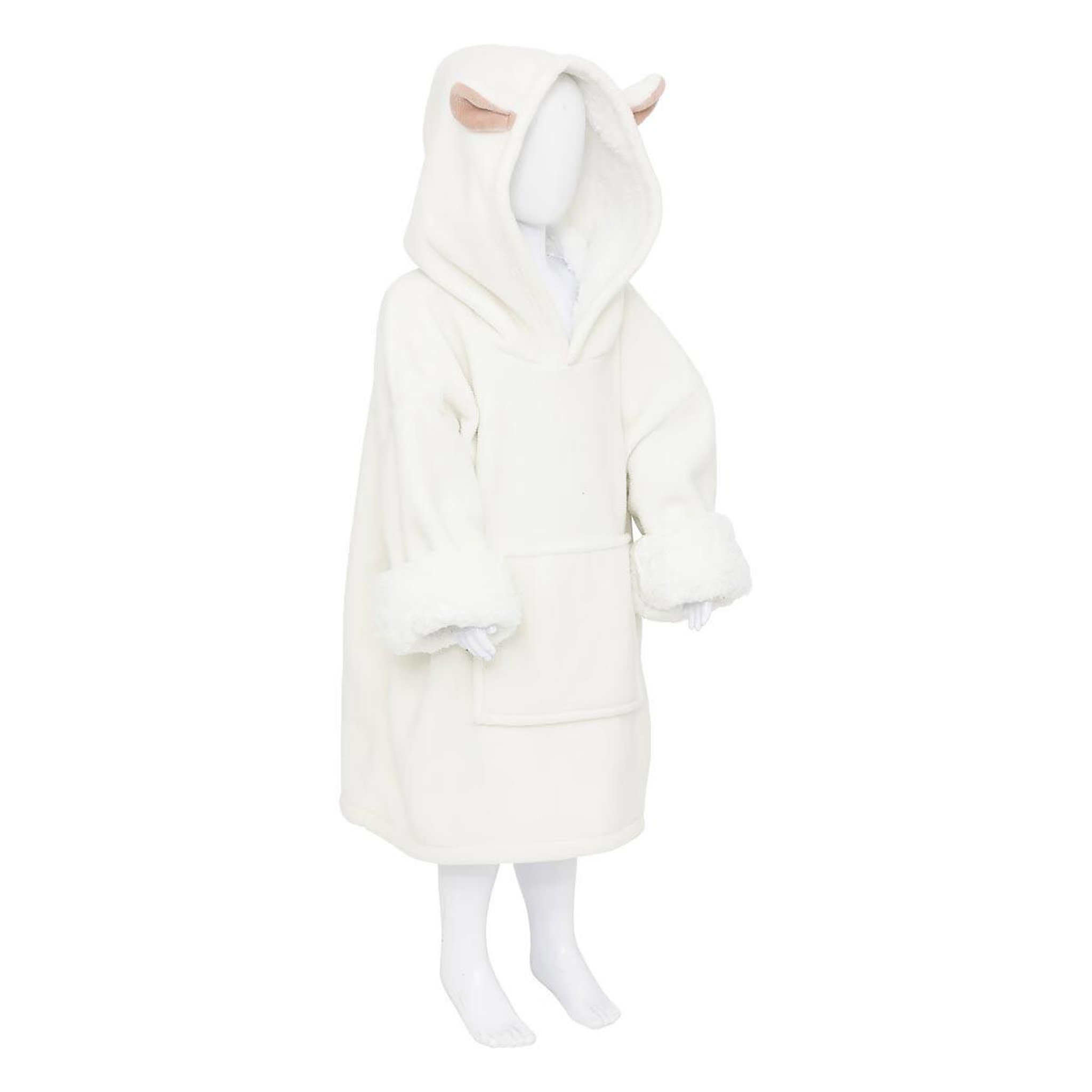 Voir la diapositive 1 : Atmosphera Kids Plaid sweat capuche enfant  mouton  60x95cm blanc