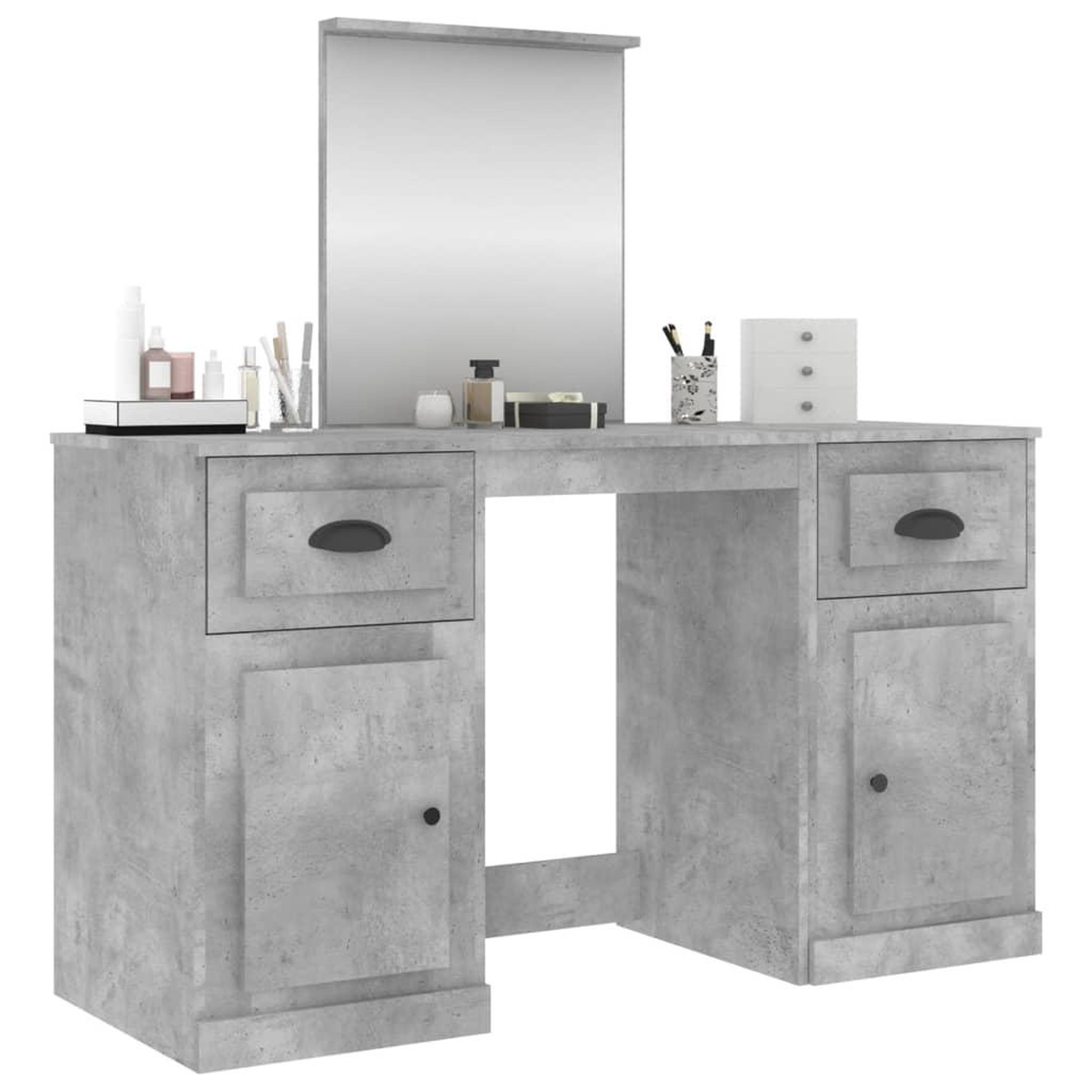 Voir la diapositive 4 : VIDAXL Coiffeuse avec miroir gris beton 130x50x132,5 cm