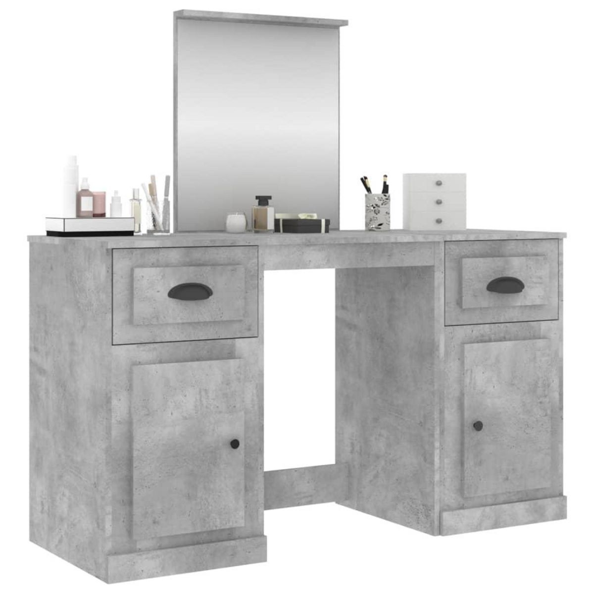 VIDAXL Coiffeuse avec miroir gris beton 130x50x132,5 cm