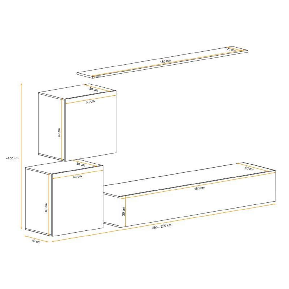 Paris Prix Meuble TV Mural Design  Switch V  250cm Noir