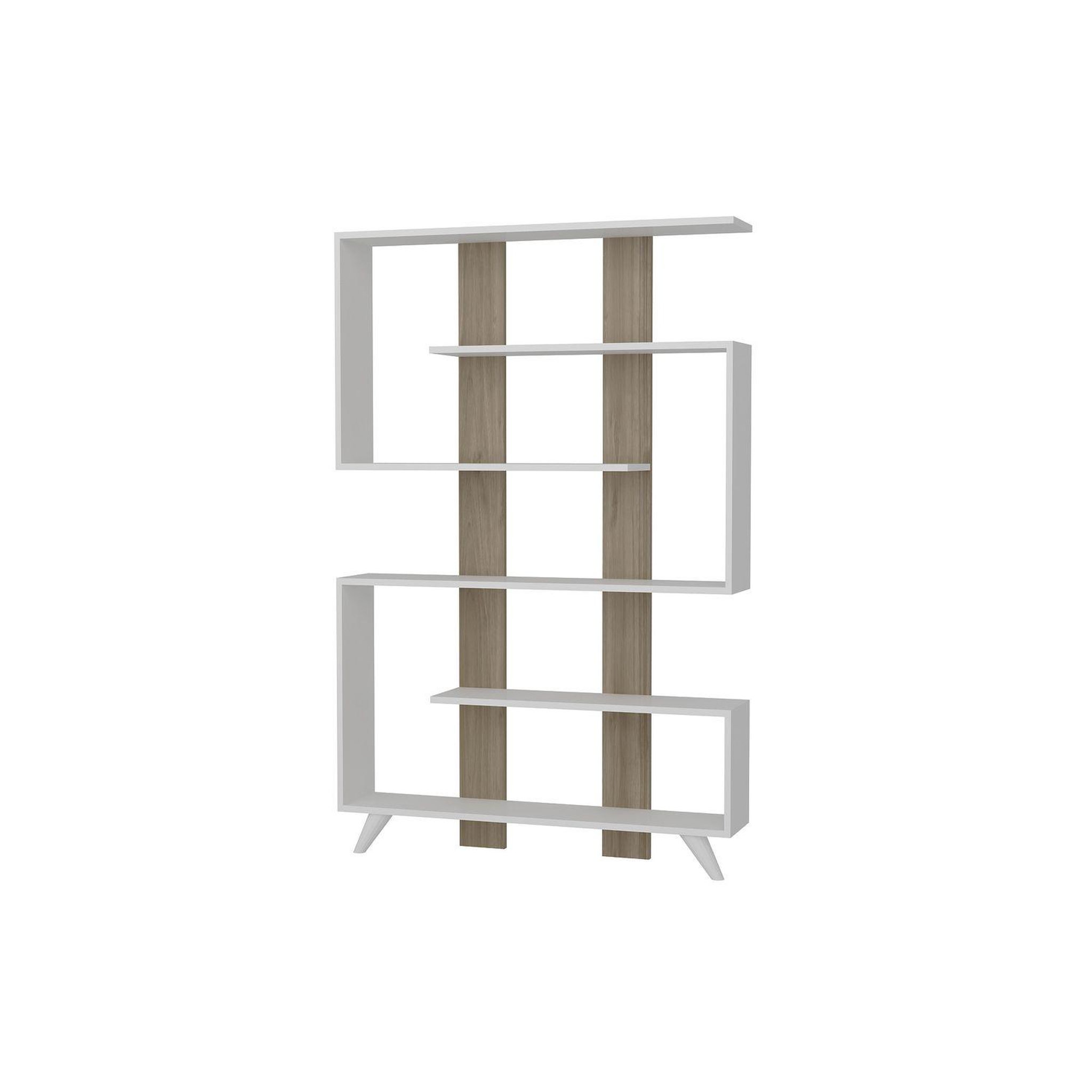 Voir la diapositive 2 : TOILINUX Etagère bibliothèque design scandinave Rain - L. 120 x H. 162 cm - Blanc