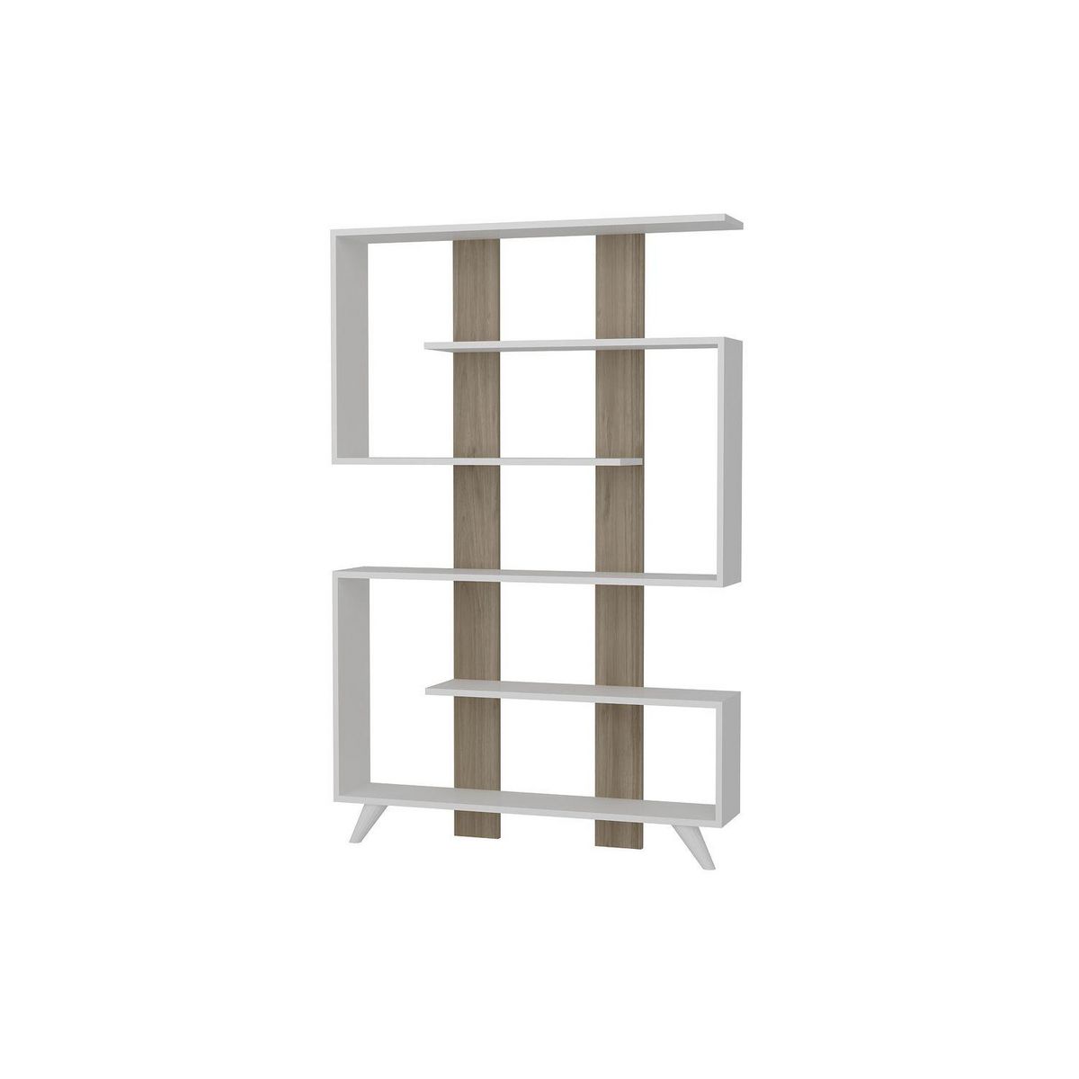 TOILINUX Etagère bibliothèque design scandinave Rain - L. 120 x H. 162 cm - Blanc