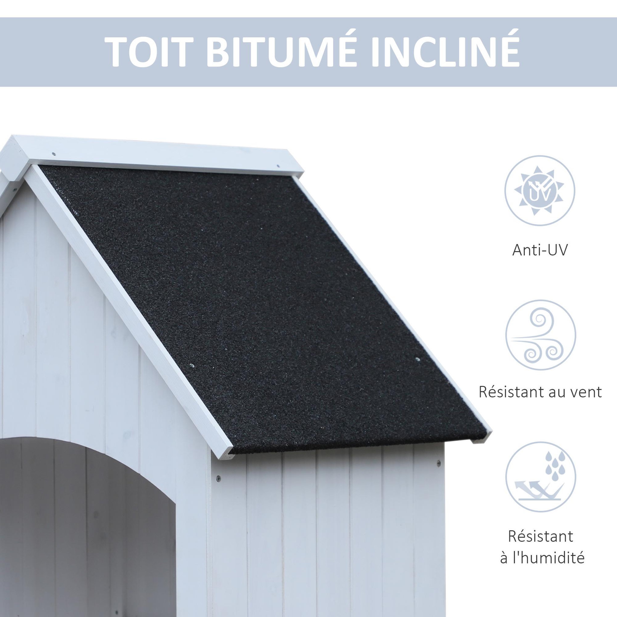Voir la diapositive 5 : OUTSUNNY Armoire abri de jardin remise pour outils 3 étagères porte loquet toit pente bitumé dim. 77L x 54l x 179H cm bois sapin pré-huilé blanc