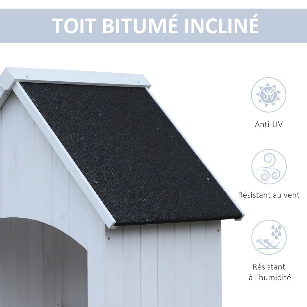 OUTSUNNY Armoire abri de jardin remise pour outils 3 étagères porte loquet toit pente bitumé dim. 77L x 54l x 179H cm bois sapin pré-huilé blanc