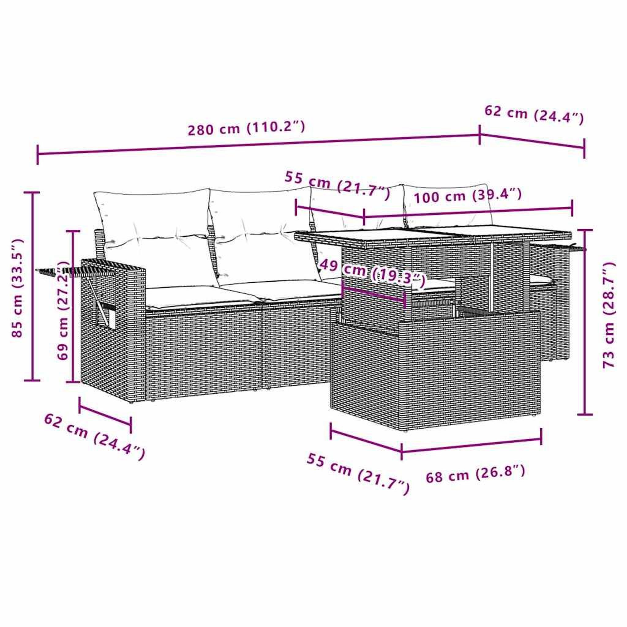 Voir la diapositive 6 : VIDAXL Salon de jardin 5 pcs avec coussins noir resine tressee