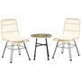 Voir la diapositive 1 : OUTSUNNY Ensemble bistro de jardin 2 places 3 pièces style exotique 2 chaises + table basse ronde métal époxy noir résine tressée beige