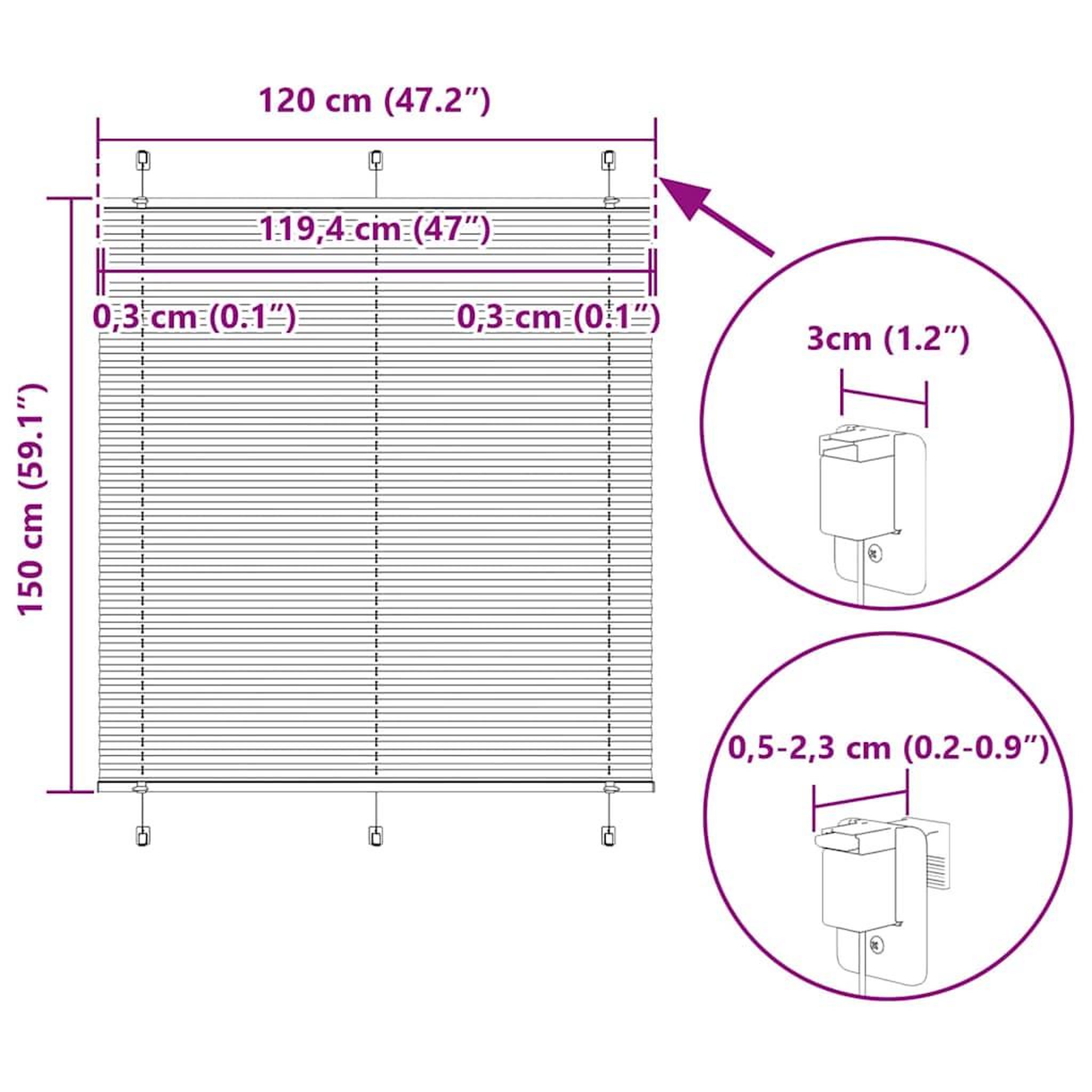 Voir la diapositive 6 : VIDAXL Store plisse gris clair 120x150cm largeur du tissu 119,4cm