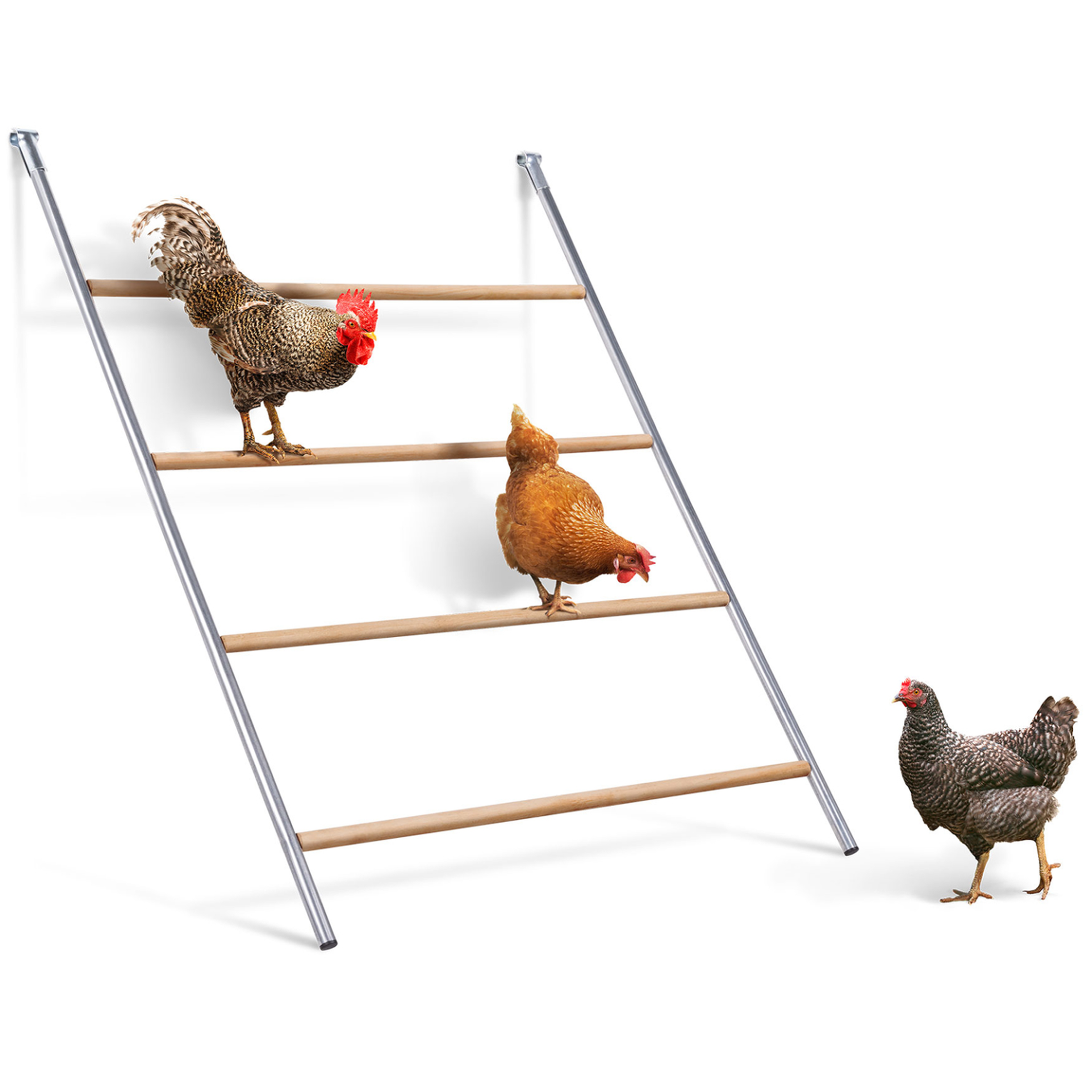 ID MARKET Grand perchoir pour poules 4 niveaux en bois compatible enclos