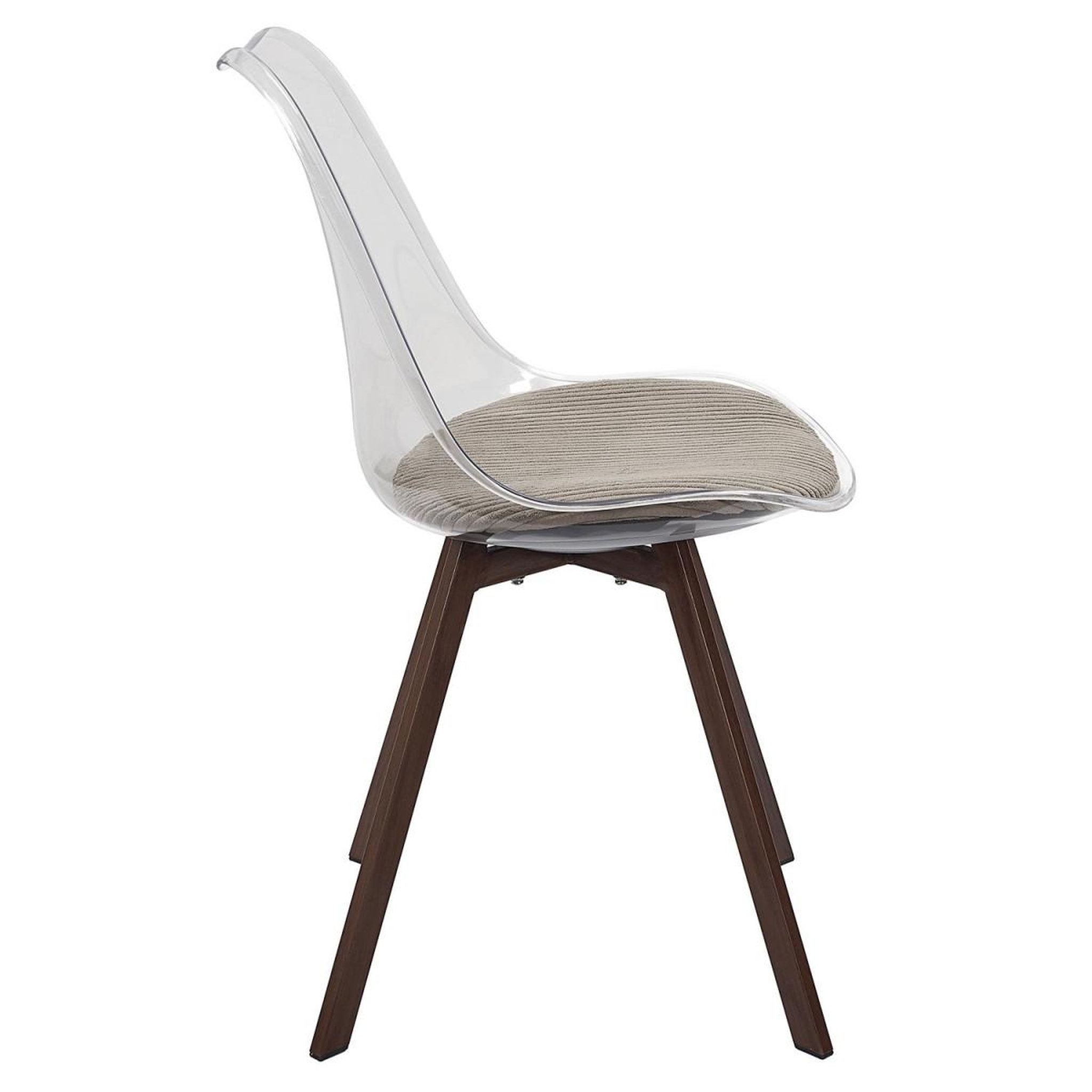 Voir la diapositive 5 : The Home Deco Factory Lot de 4 chaises coussin côtelé  scott  82cm transparent & taupe
