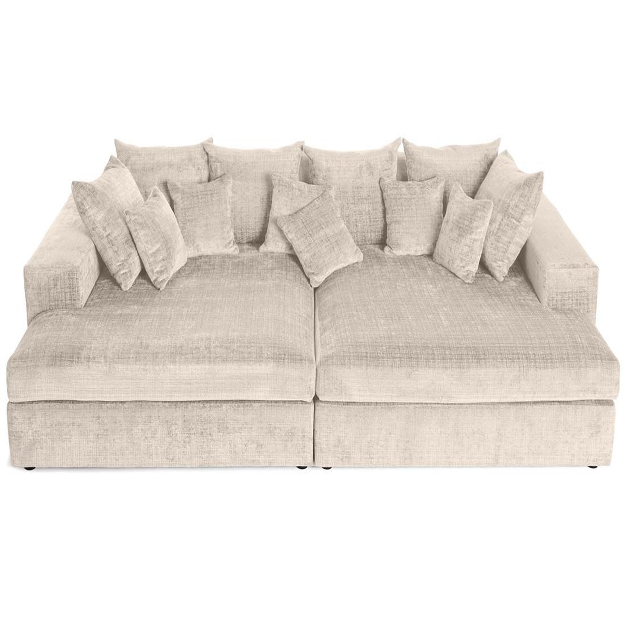 Voir la diapositive 2 : BEST MOBILIER Collins - canapé droit 4 places avec double méridienne - assise profonde - en velours texturé