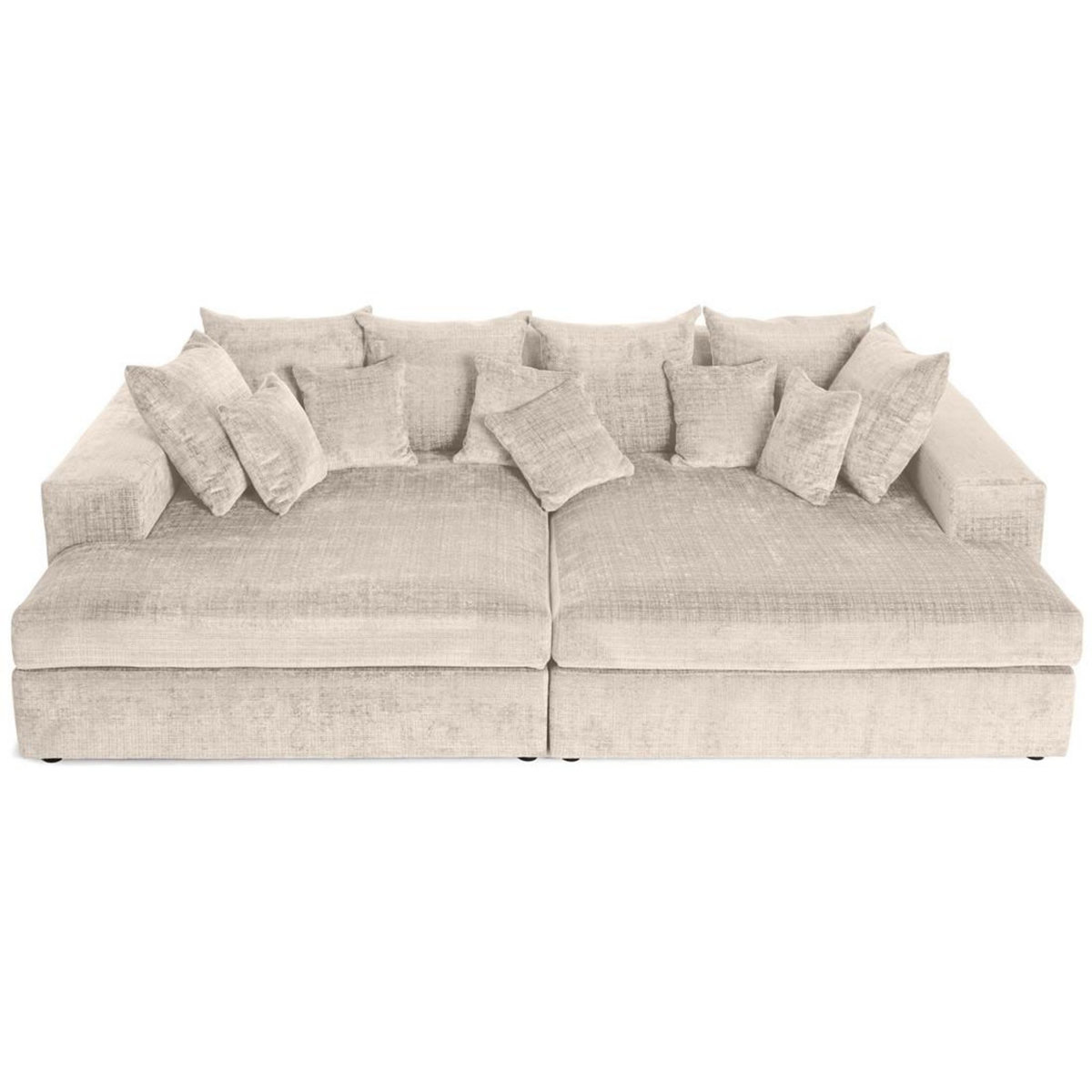 LISA DESIGN Collins - canapé droit 4 places avec double méridienne - assise profonde - en velours texturé