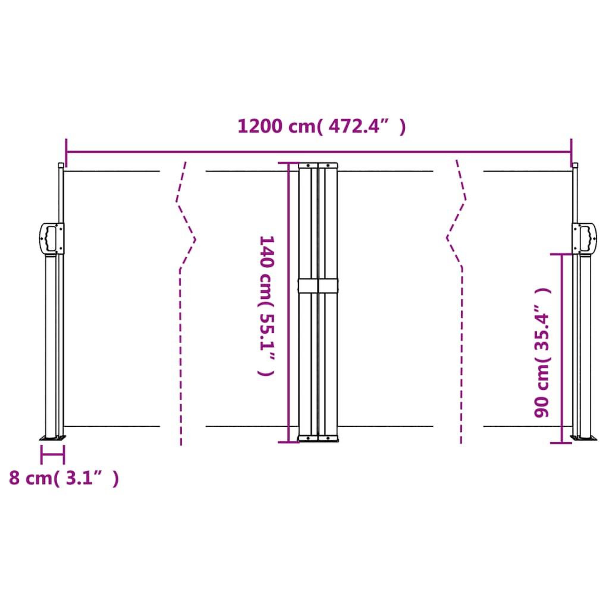 Voir la diapositive 6 : VIDAXL Auvent lateral retractable marron 140x1200 cm