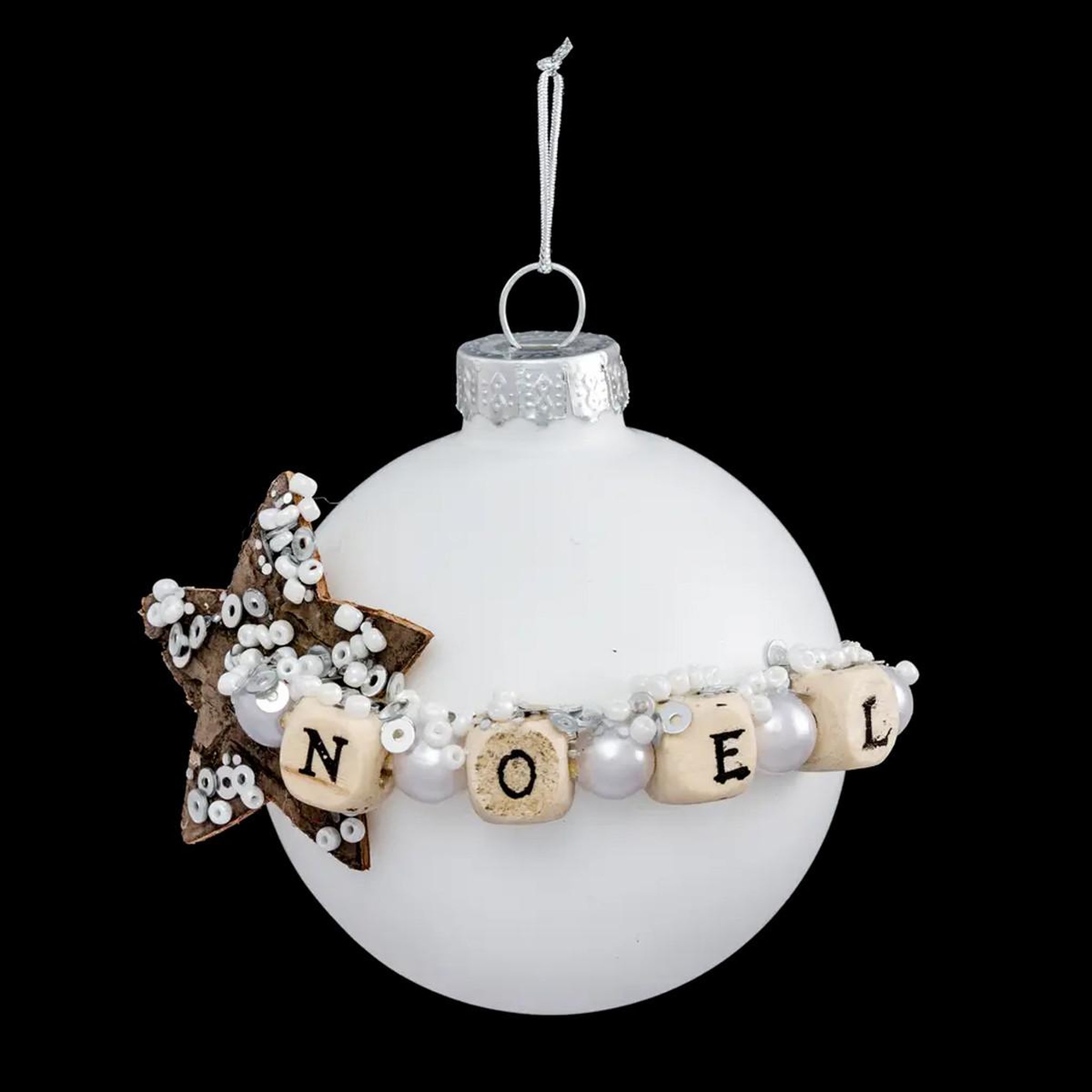 Voir la diapositive 2 : FEERIC LIGHT & CHRISTMAS Boule de noël en verre  hors piste  6cm blanc