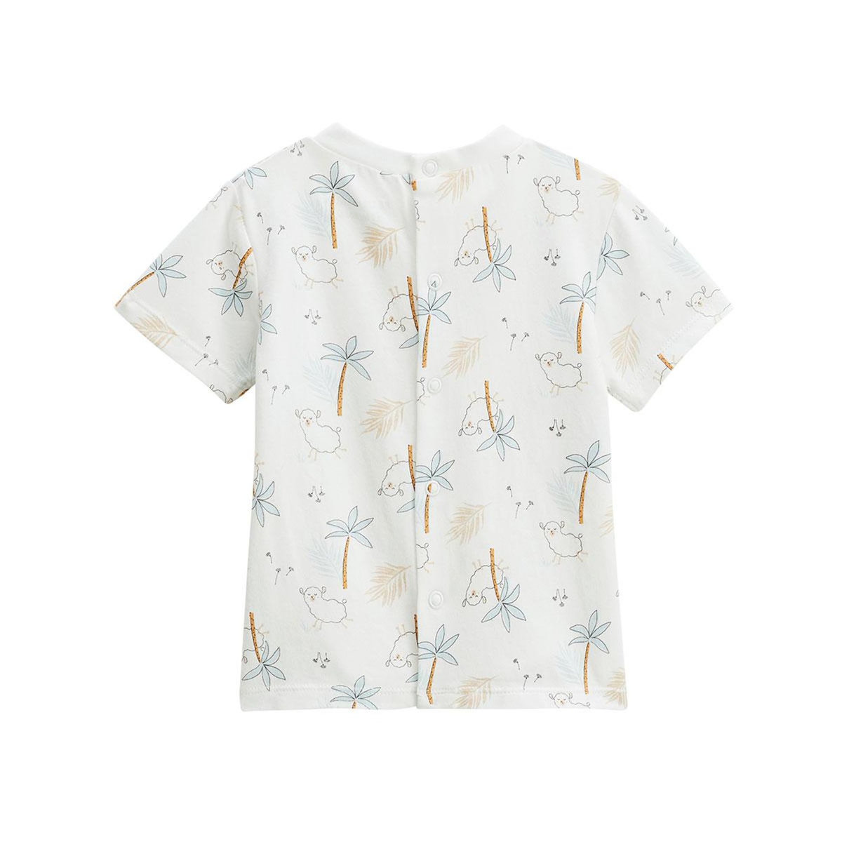 Petit Béguin Ensemble salopette bébé en gaze de coton et t-shirt Noisette